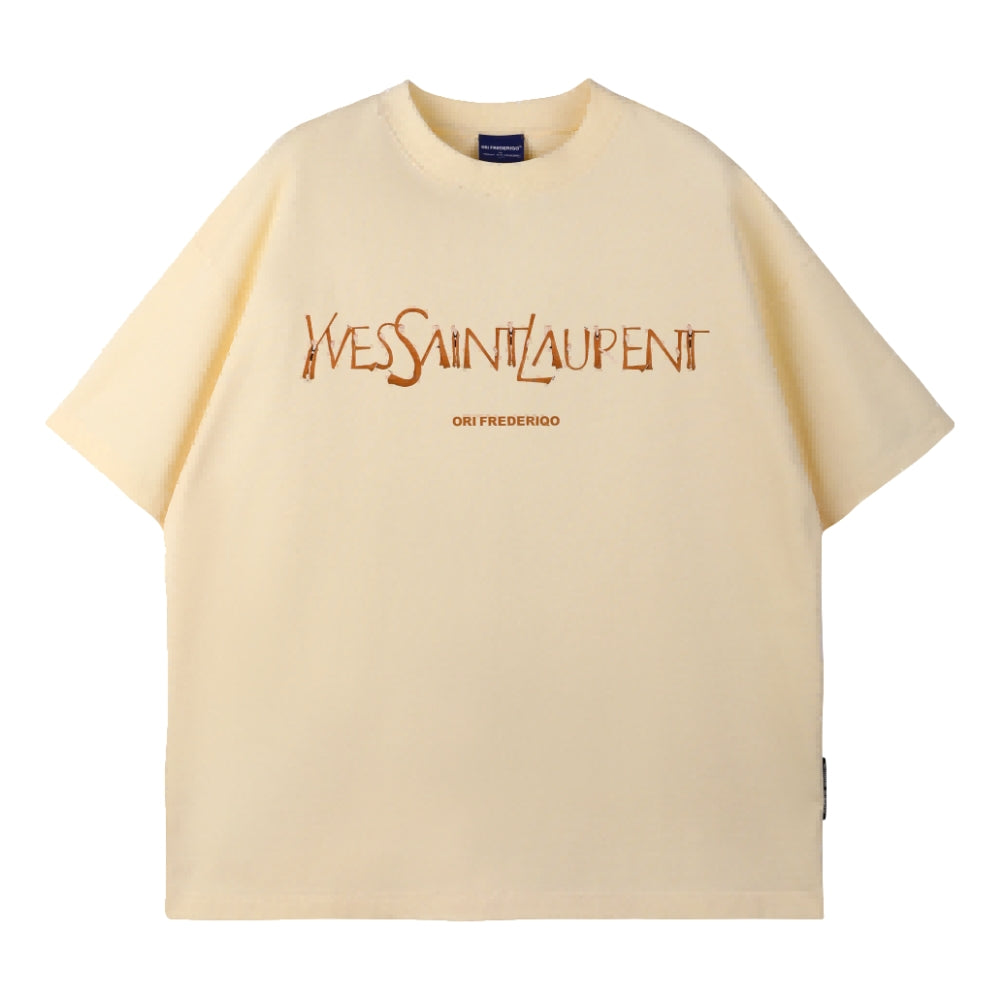 Ori Frederiqo YSL Rose Classic SS Tee Cream T-Shirt - Vintage Inspired Cotton Shirt for Men & Women - Perfect for Casual Wear, Street Style & Everyday Outfits