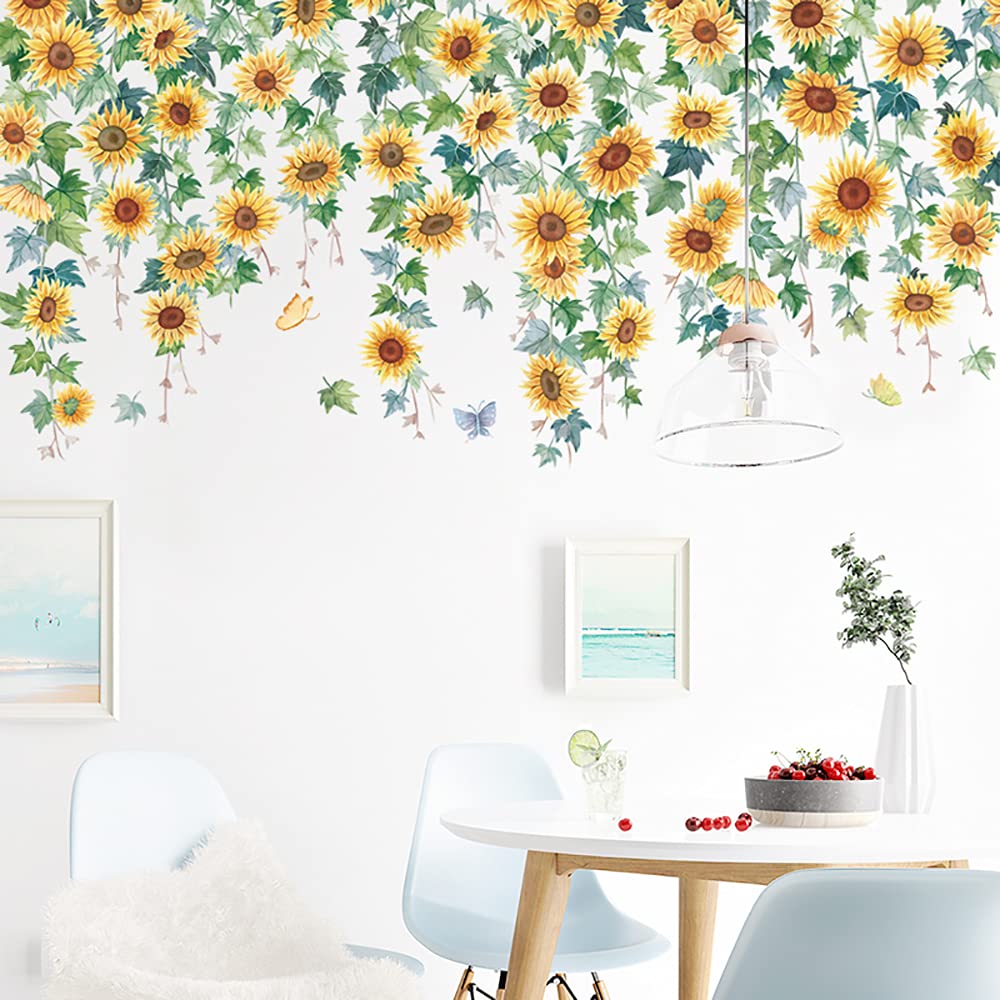 Sunflower Wall Stickers - Floral Decor for Bedroom, Kitchen & Bathroom