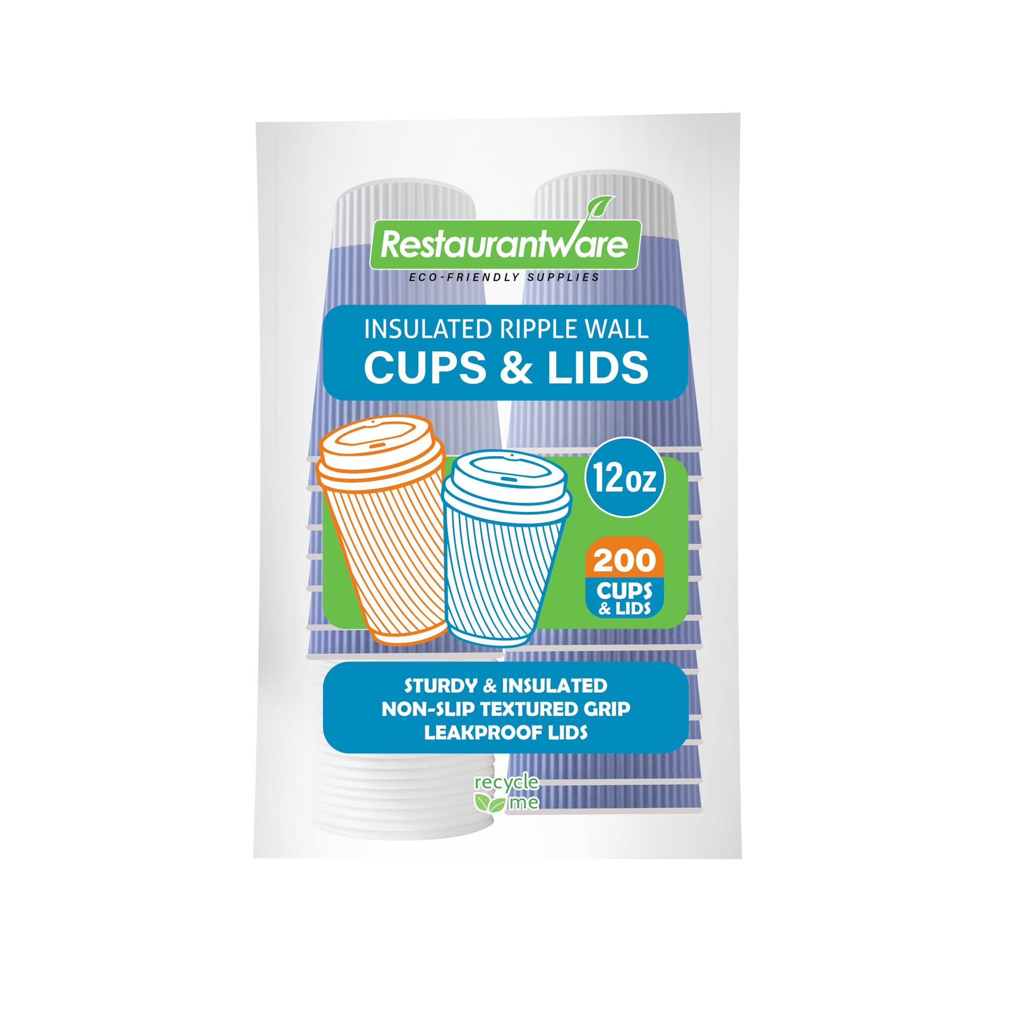 12oz Insulated Coffee Cups with Lids (200 Pack) - Leakproof & Non-Slip Light Purple Disposable Paper Cups for Hot Beverages - Perfect for Coffee, Tea, Hot Cocoa & Lattes at Cafés, Offices or Home Use