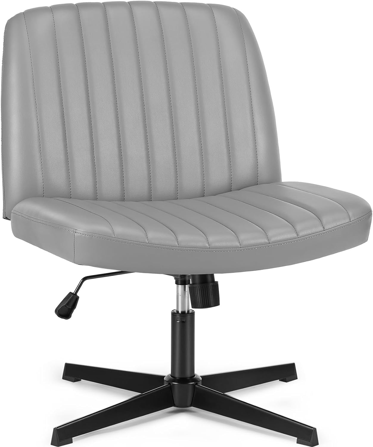 DUMOS Criss Cross Chair - Armless Office Chair with Adjustable Height, No Wheels, Wide Seat for Home & Office - Perfect for Computer Work, Vanity Desk, and Task Seating