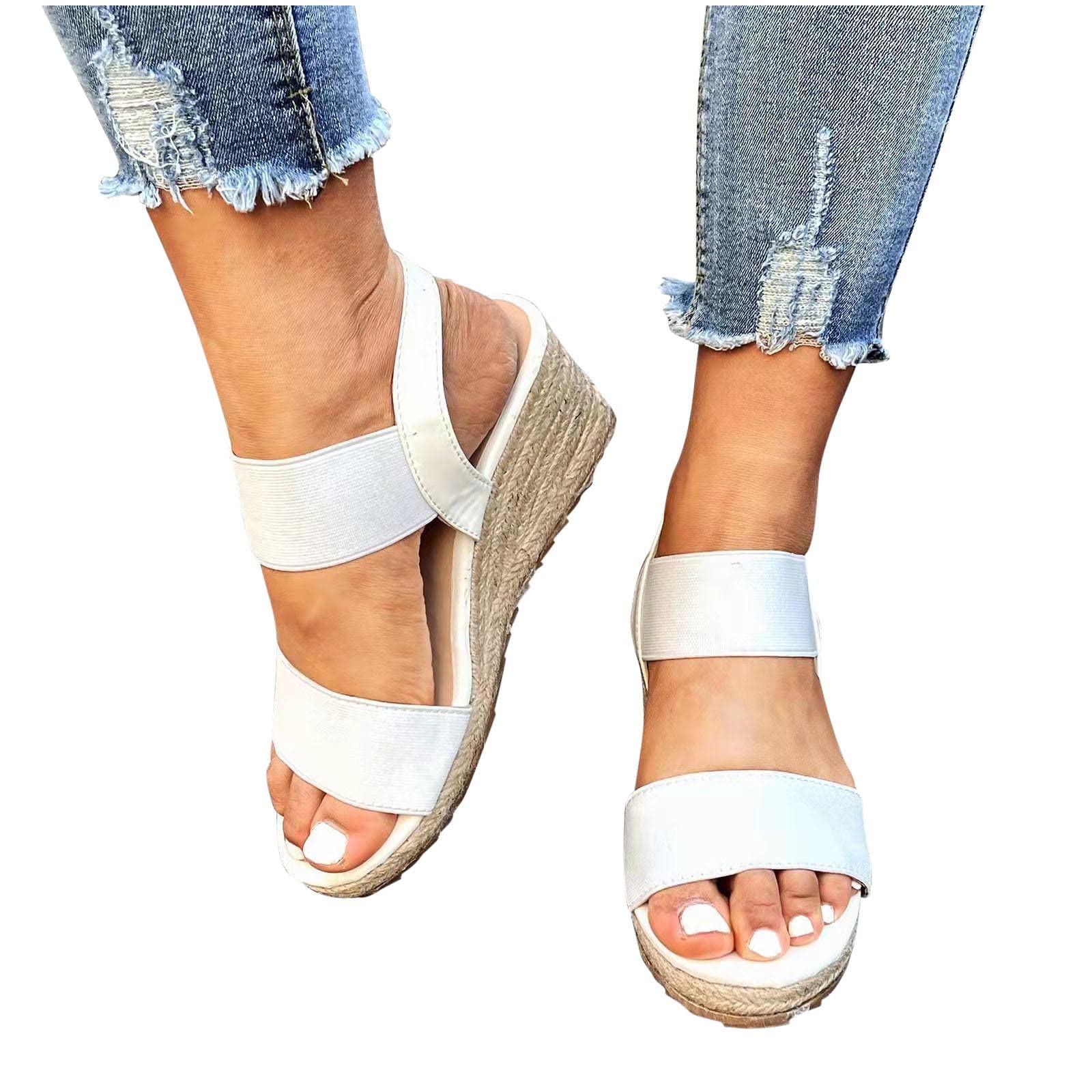 Women's Casual Wedge Heel Sandals - Thick Sole Open Toe Pump Shoes for Summer | Comfortable Fish Mouth Design for Beach, Office & Date Night Outfits
