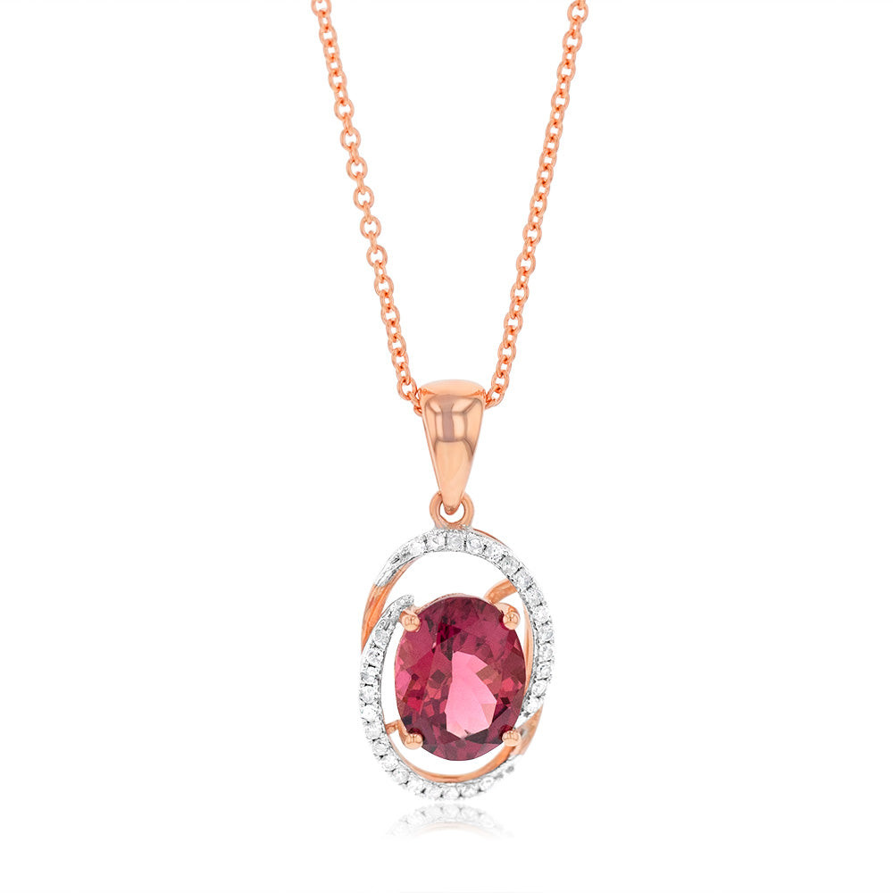 9ct Rose Gold Natural Pink Tourmaline Pendant Necklace for Women - Elegant Jewelry Gift for Birthday, Anniversary & Special Occasions