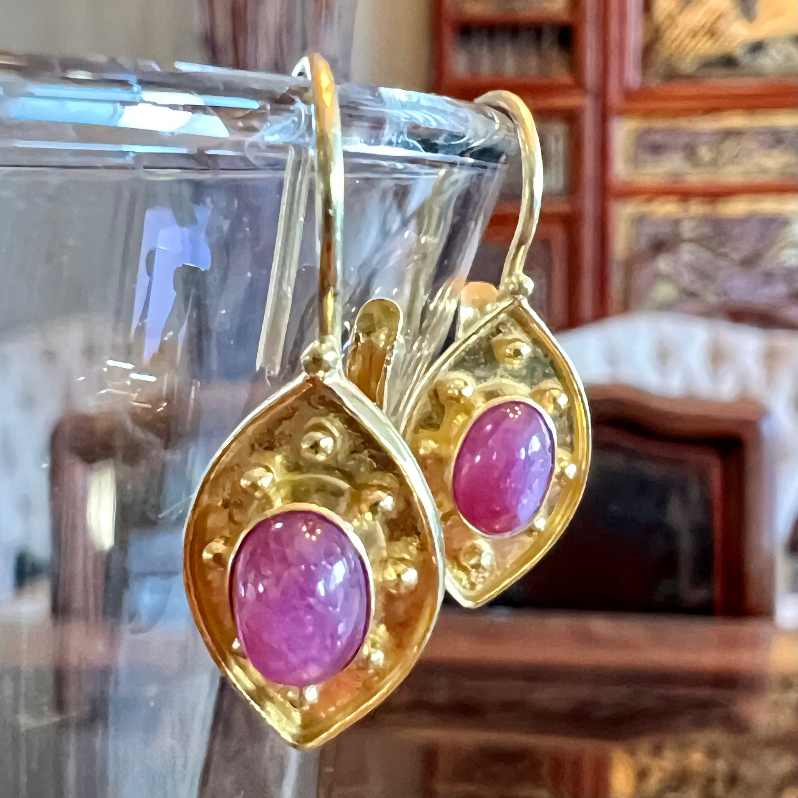 Ravenna Ruby Stud Earrings for Women - 14K Gold Plated Genuine Ruby Jewelry - Perfect for Weddings, Parties & Everyday Wear