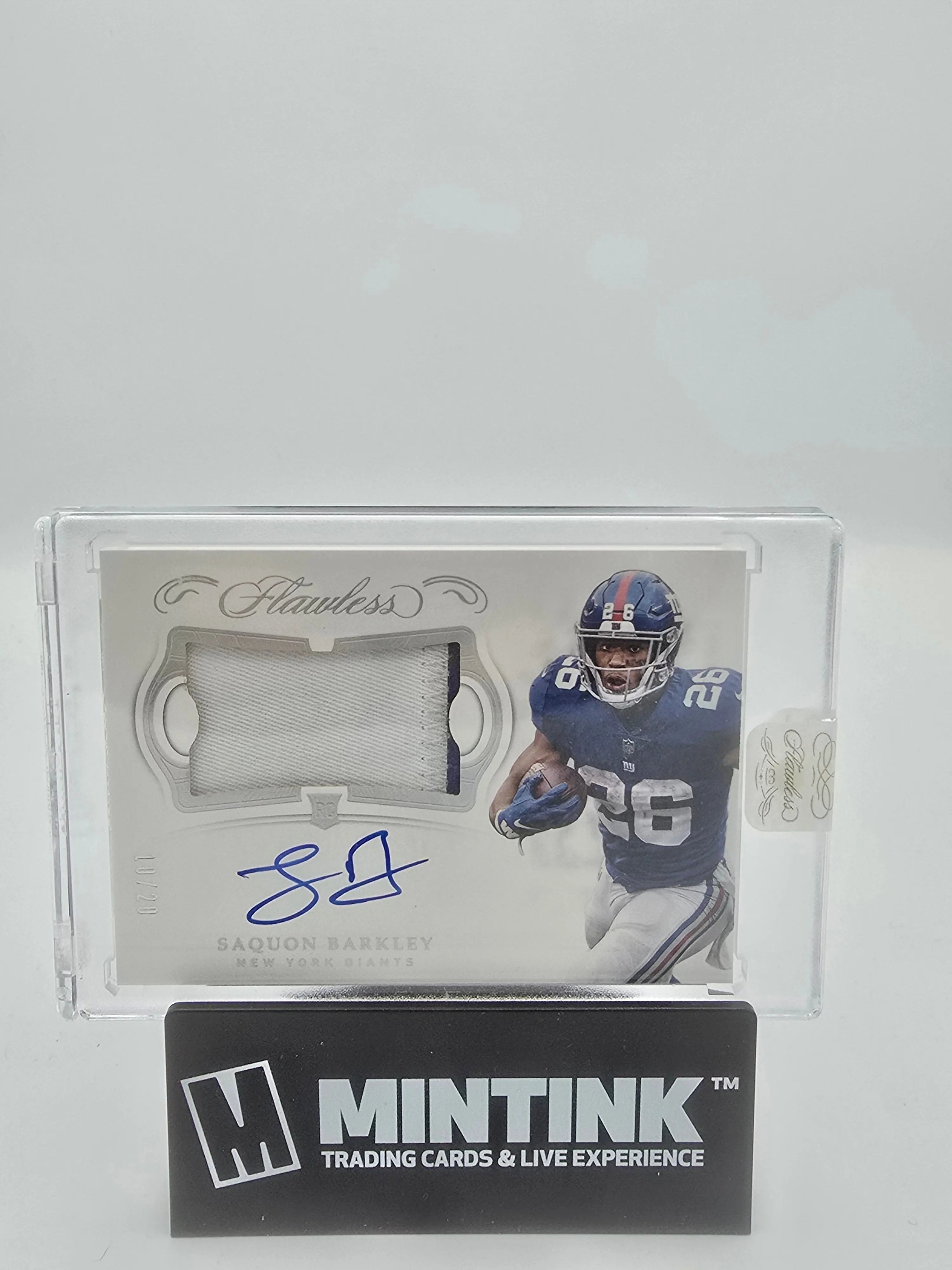2018 Panini Flawless Football Saquon Barkley Rookie Card Silver Patch /20 - Rare Collectible for Sports Memorabilia & Investment
