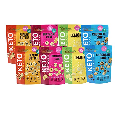 Too Good Gourmet 8 Pack Keto Cookies - Sugar Free, Low Carb, Grain Free Snacks (Chocolate Chip, Birthday Cake, Lemon, Peanut Butter) | Perfect for Keto Diet, Weight Loss & Healthy Dessert | Office Snacks, Afternoon Tea & Party Treats