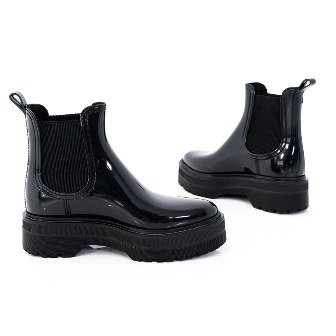 Lemon Jelly Women's Platform Ankle Boots - Waterproof Slip-On Rain Boots with Lemon Scent - Comfortable Casual Shoes for Women & Girls - Perfect for Rainy Days, Outdoor Activities & Fashion Outfits