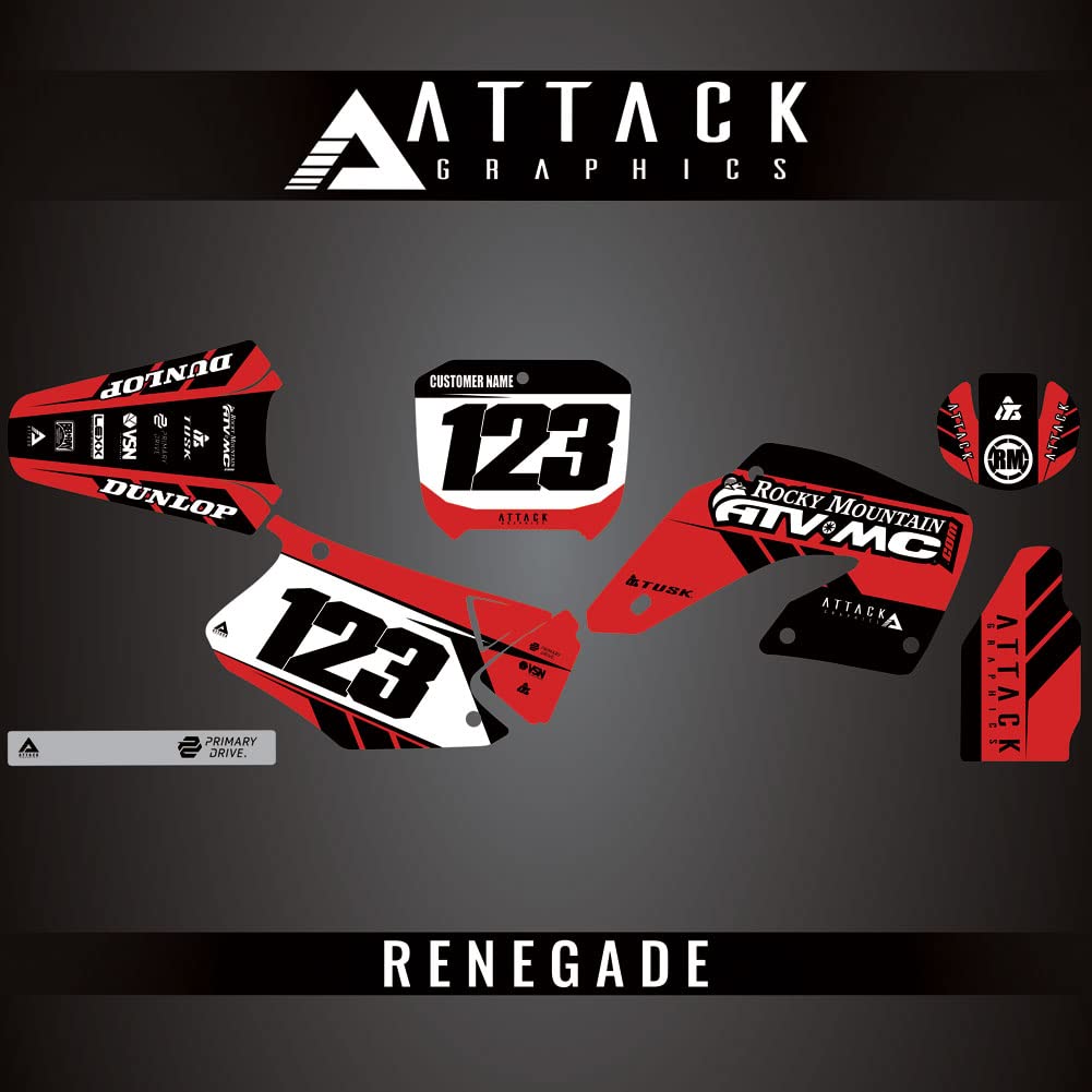 Attack Graphics Custom Renegade Complete Bike Graphics Kit for Honda CR250R 2001 - Dirt Bike Decal Sticker Set for Motocross & Off-Road Racing - Upgrade Your Honda CR250R Motorcycle Appearance