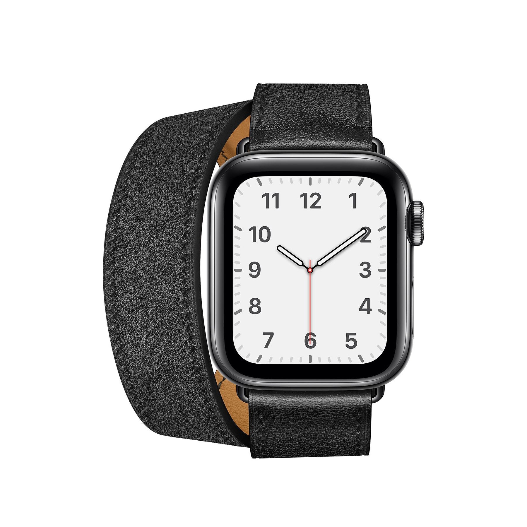 Genuine Leather Apple Watch Band Double Tour - Black Strap for Women & Men | Perfect for Work, Gym & Everyday Wear