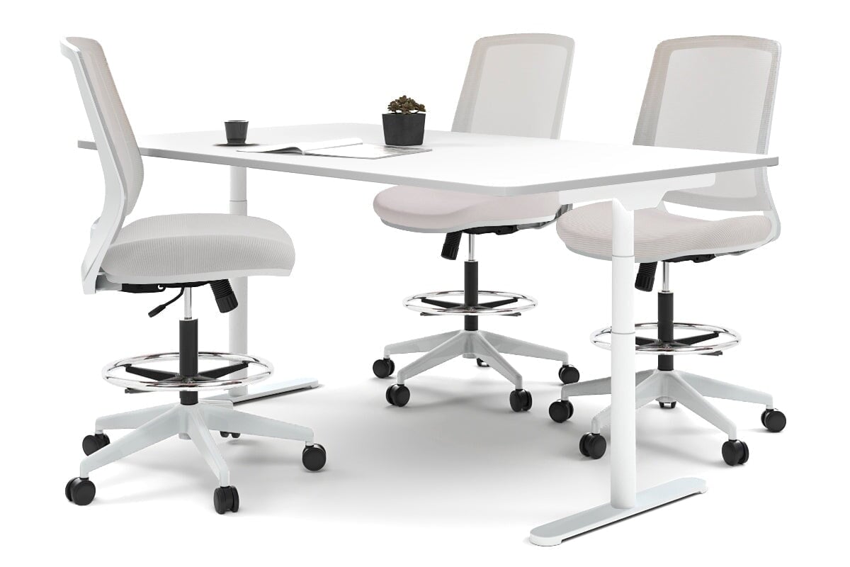Flexi Premium Adjustable Height Sit Stand Meeting Table - Ergonomic Office Desk for Home & Workspace - Perfect for Video Calls, Team Meetings & Remote Work