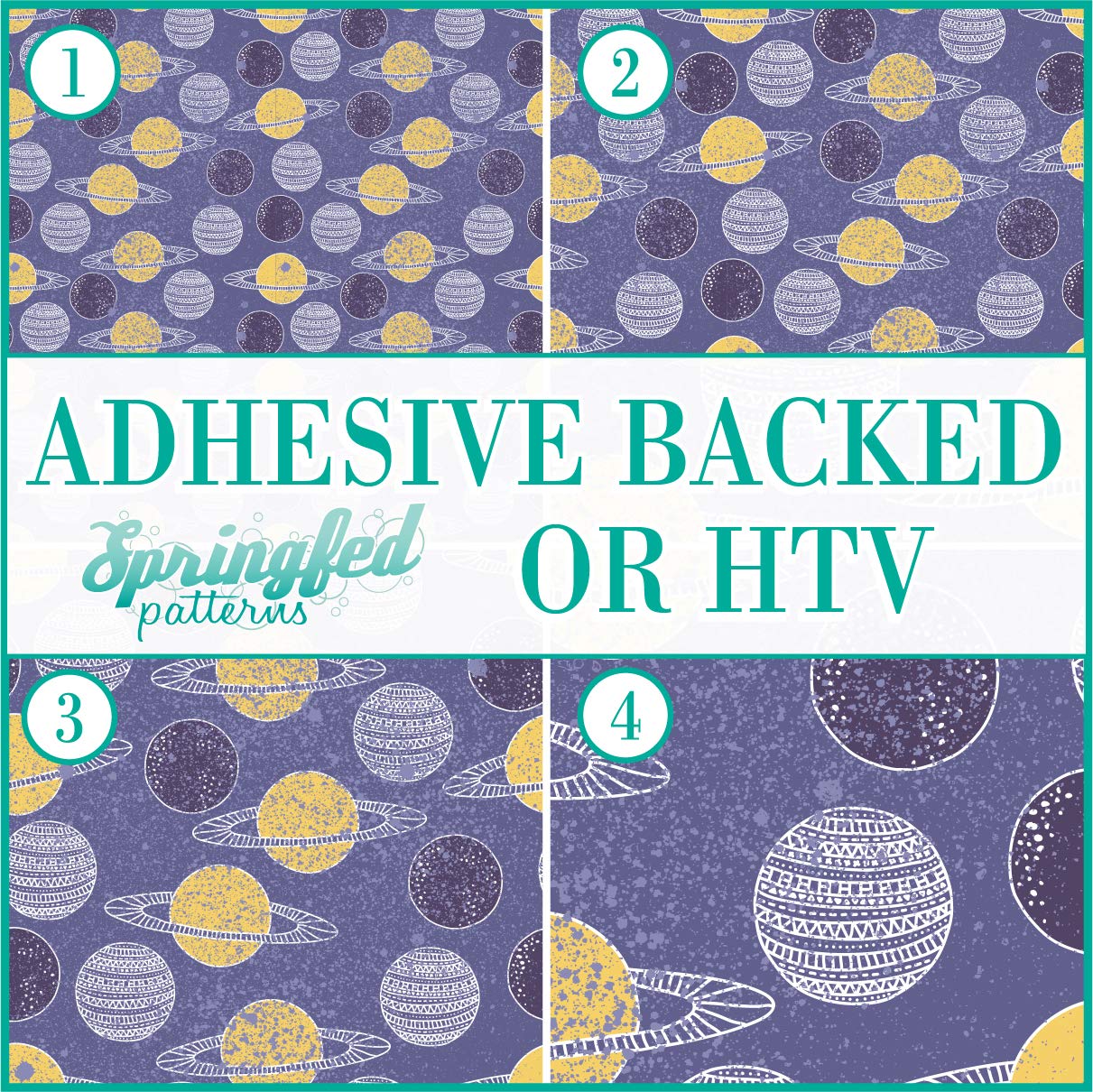 Planets Pattern #1 Heat Transfer or Adhesive Vinyl - Multiple Sizes for DIY Crafts, Kids Room Decor, Teacher Supplies & School Projects
