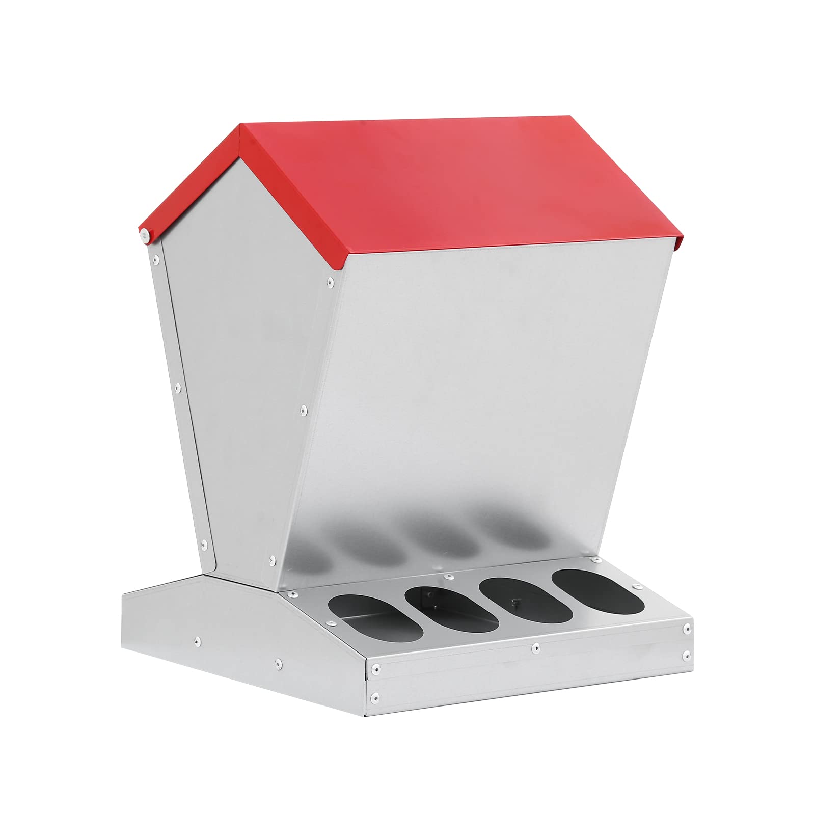 Hwedra 25 Lbs Galvanized Metal Chicken Feeder - Weatherproof Outdoor Poultry Feeder for Chicken Coop - No Waste Automatic Feeder for 8 Chickens & Ducks - Perfect for Backyard Farms & Homesteading