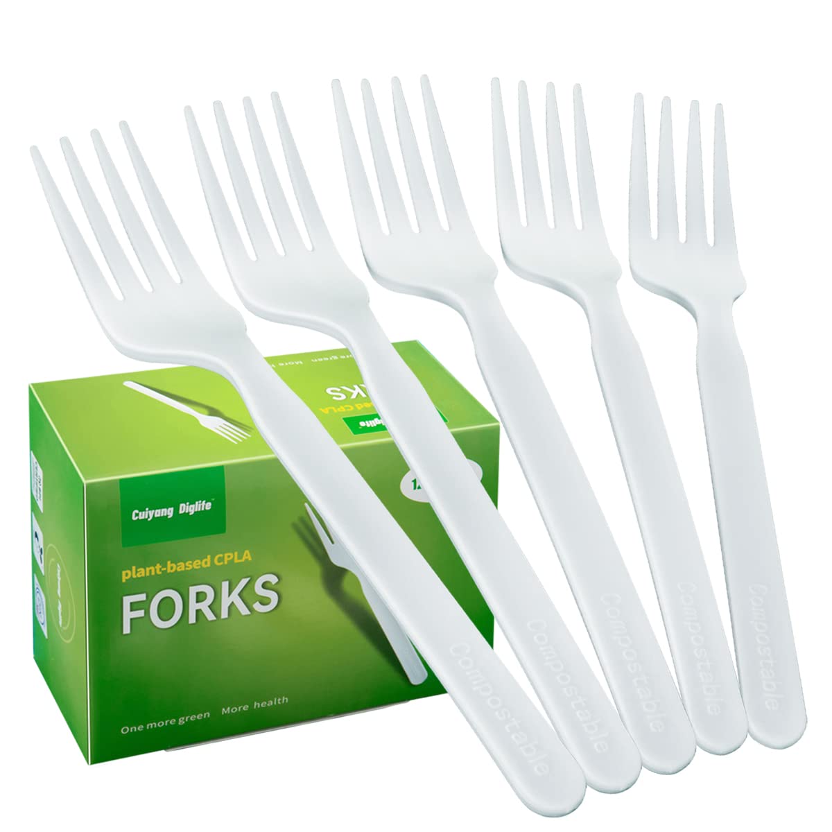 Eco-Friendly Compostable Forks - 120pcs Biodegradable Disposable Cutlery Set | Durable Heat-Resistant CPLA Silverware Utensils | Perfect for Picnics, Parties & Outdoor Dining
