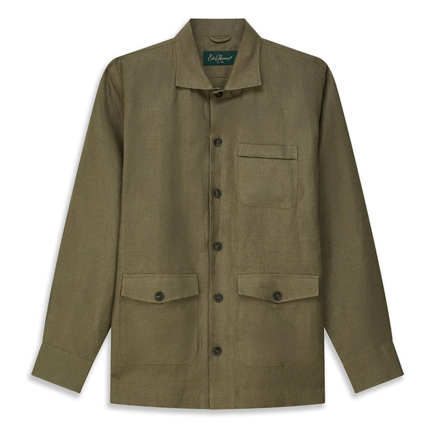 Lynton Khaki Linen Overshirt for Men - Lightweight Breathable Button-Up Shirt for Spring & Summer | Casual Outdoor Wear, Travel, and Layering