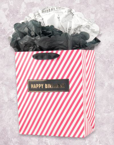 Black and Pink Striped Birthday Gift Bags - Perfect for Garden Parties, Baby Showers & Birthday Celebrations