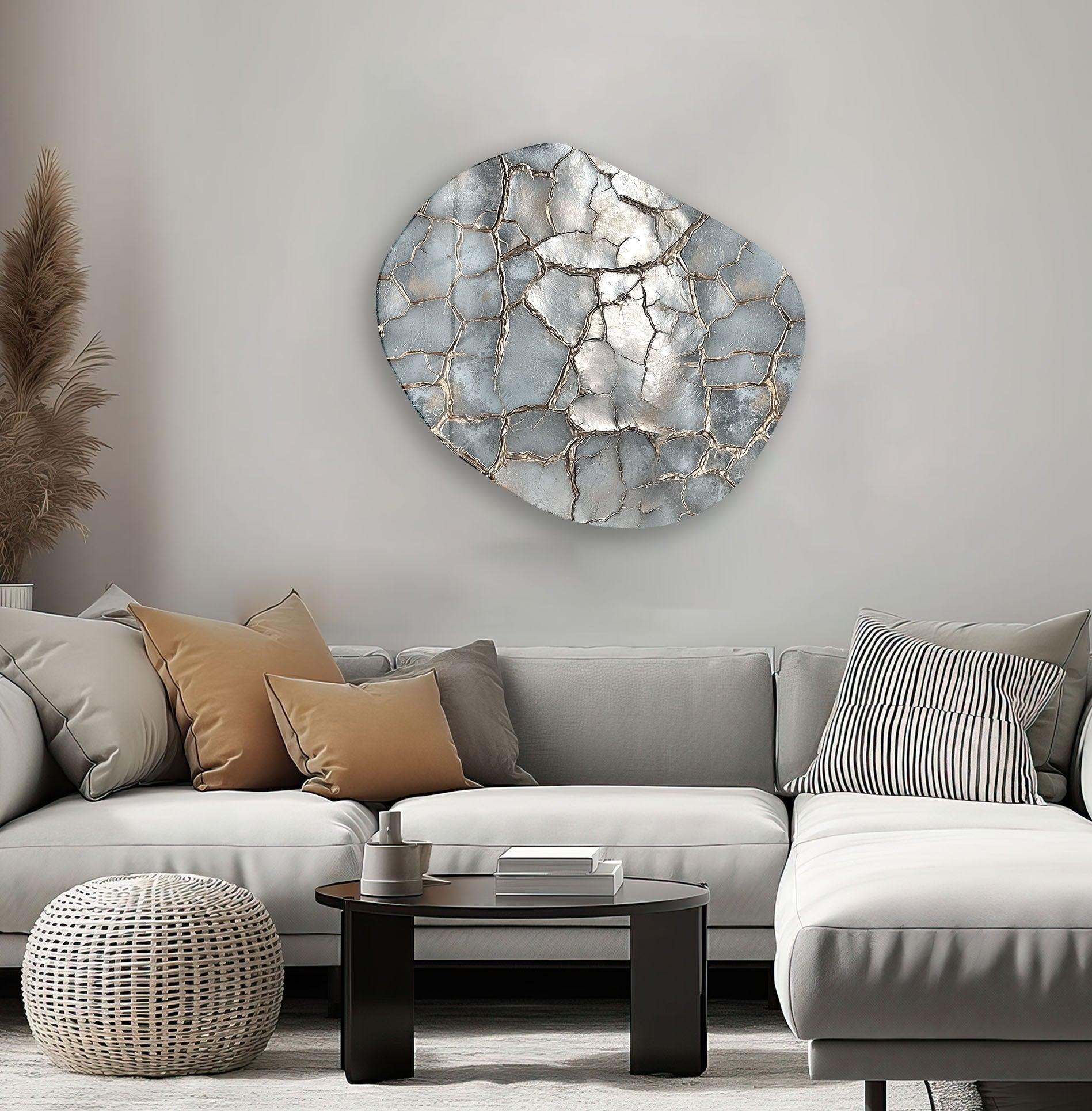 Abstract Silver Decorative Glass Wall Art - Modern Home Decor for Living Room, Bedroom & Office - Elegant Handmade Glass Panel for Wall Display