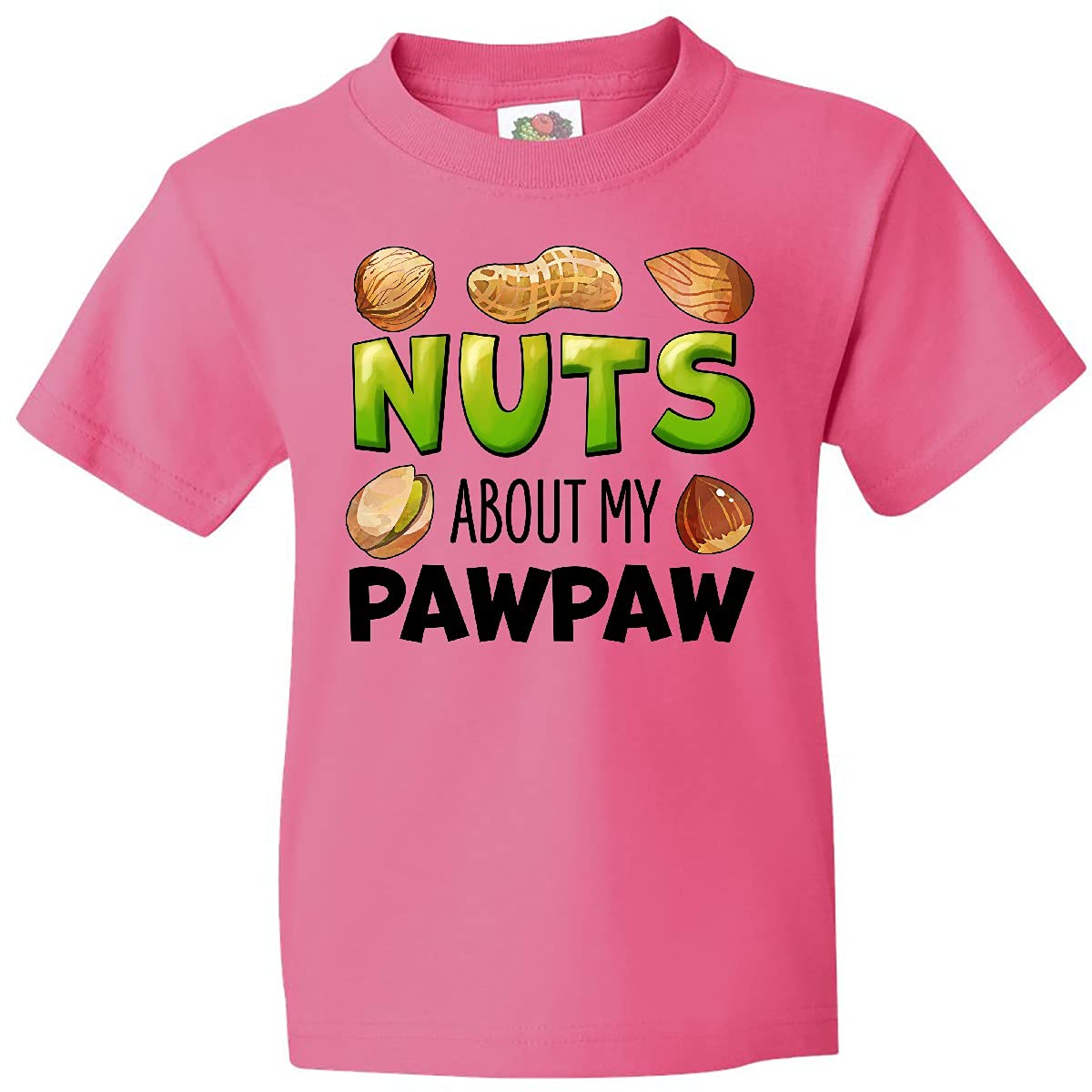 Inktastic Nuts About My Pawpaw Peanut Almond Pistachio Youth T-Shirt - Cute Graphic Tee for Kids & Grandparents Day - Perfect Gift for Grandpas & Family Outfits