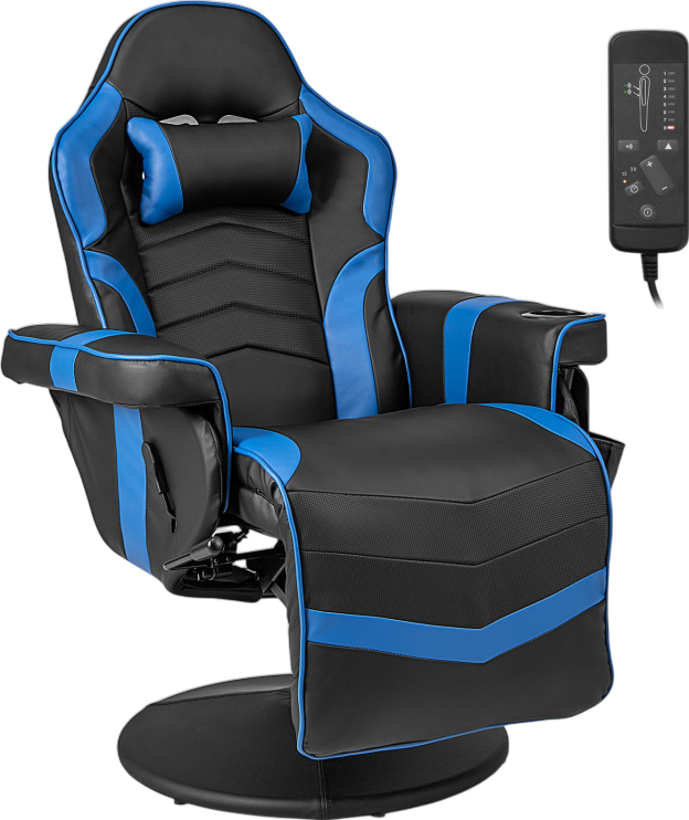 Costway Ergonomic Gaming Recliner Chair with 8 Massage Modes, Adjustable Backrest & Footrest, Height Adjustable - Perfect for PC Gaming, Console Gaming & Home Theater Relaxation