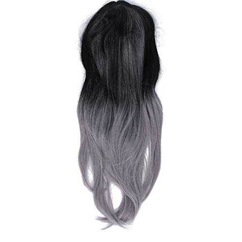 Mavis Laven Long Straight Synthetic Wigs for Women - Black & Gray Cosplay Wigs for Halloween, Fancy Dress, Costume Parties & Anime Conventions