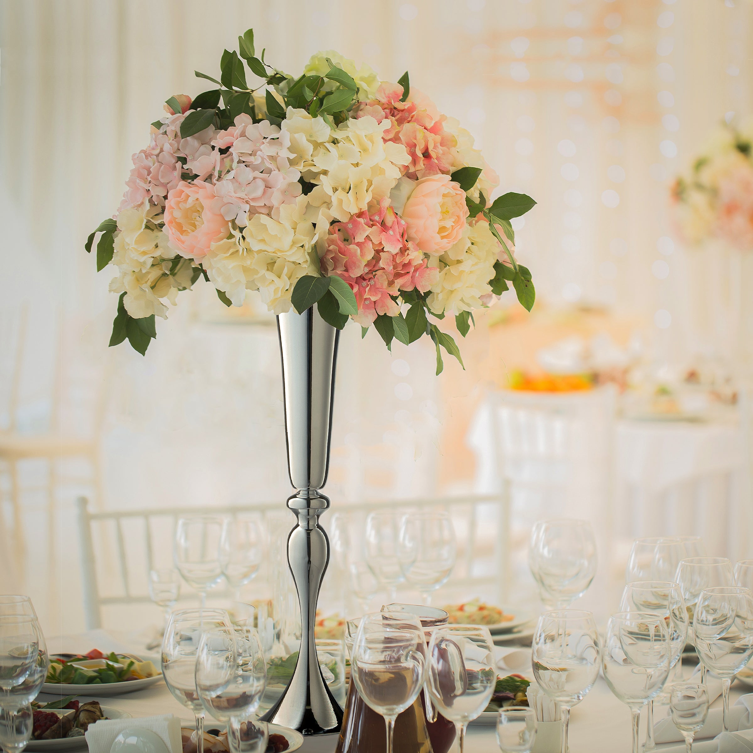 30 Inch Tall Clear Glass Wedding Trumpet Vase for Centerpieces - Elegant Floral Arrangement Vase for Weddings, Parties & Home Decor