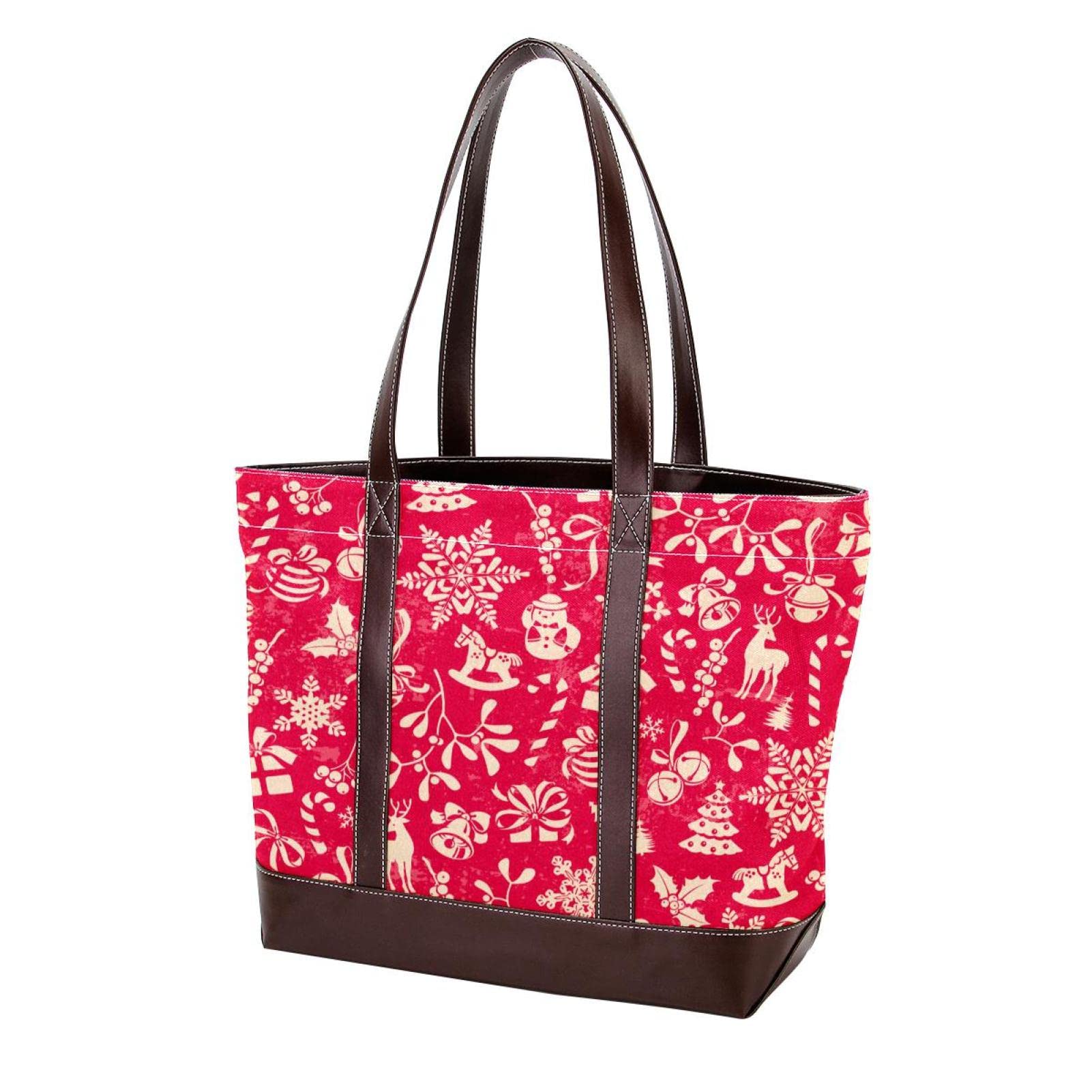 Birches Spring Grove Large Leather & Canvas Tote Bags for Women - Top Handle Shoulder Satchel Hobo Purse - Perfect for Work, Travel & Everyday Use