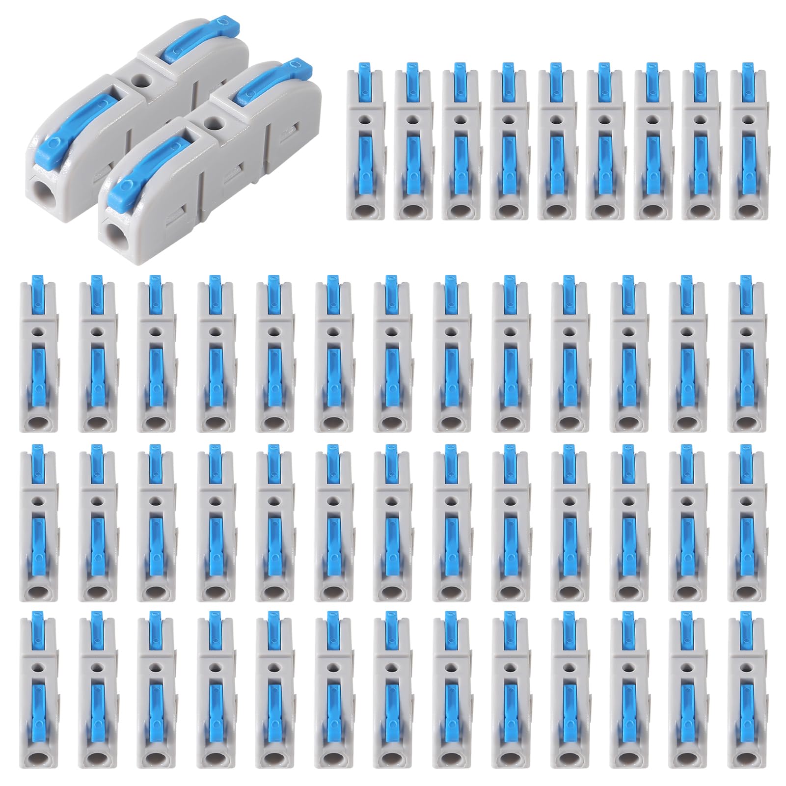 50PCS Lever Wire Connectors - 1 to 1 Inline Assemblable Electrical Connectors for 24-12 AWG Wires | Secure Circuit Splices for Home Wiring, DIY Projects & Electrical Repairs