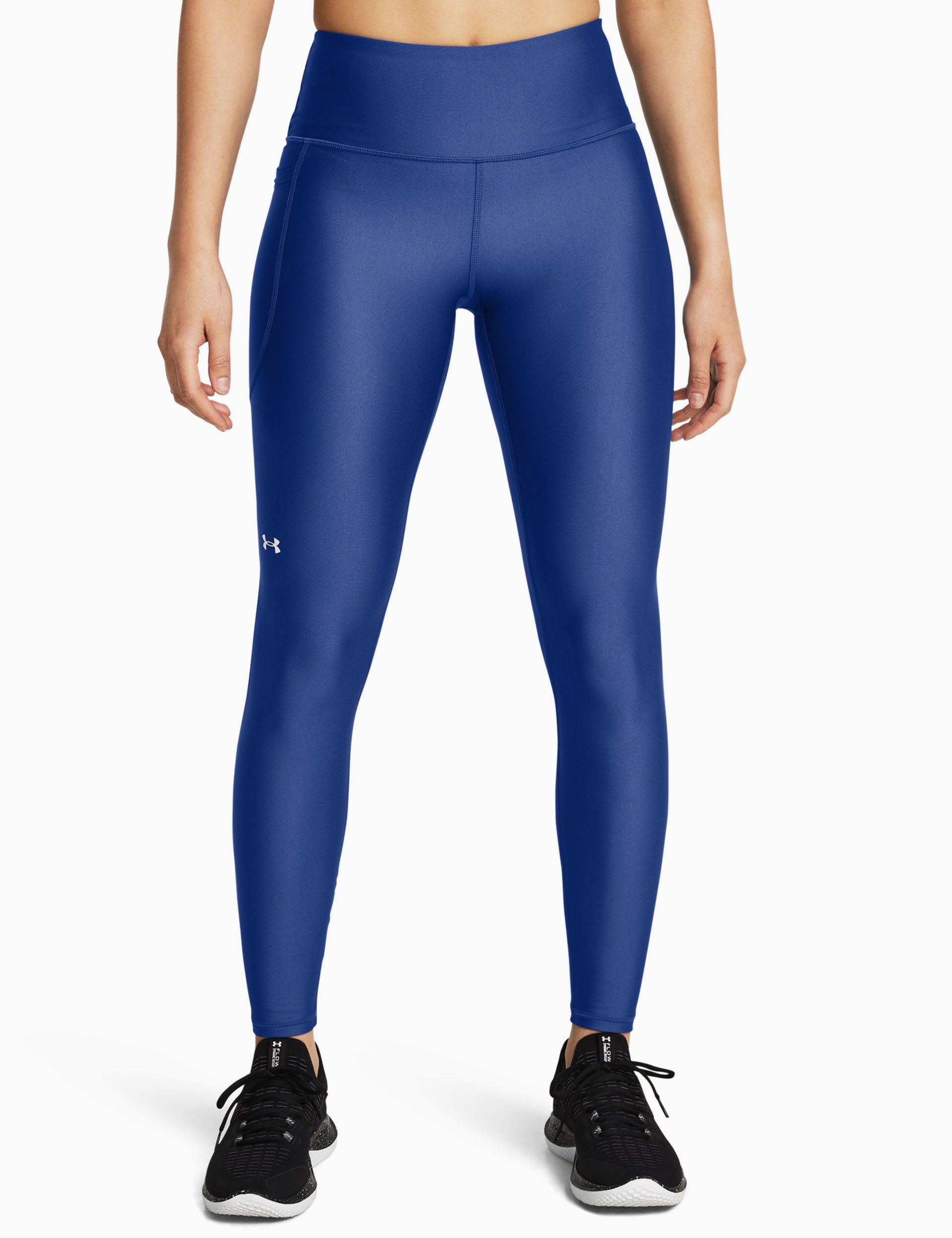 HeatGear No-Slip Waistband Full-Length Leggings for Women - Tech Blue/White - High-Performance Workout & Yoga Pants for Gym & Active Lifestyle