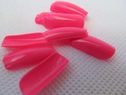 Fat Catz Copy Catz 500-Piece False Neon Bright Bubblegum Pink Medium Length Full Cover Nails - 80's Style Press-On Nails with 10 Sizes (50 Each) for Parties, Cosplay & Retro Fashion