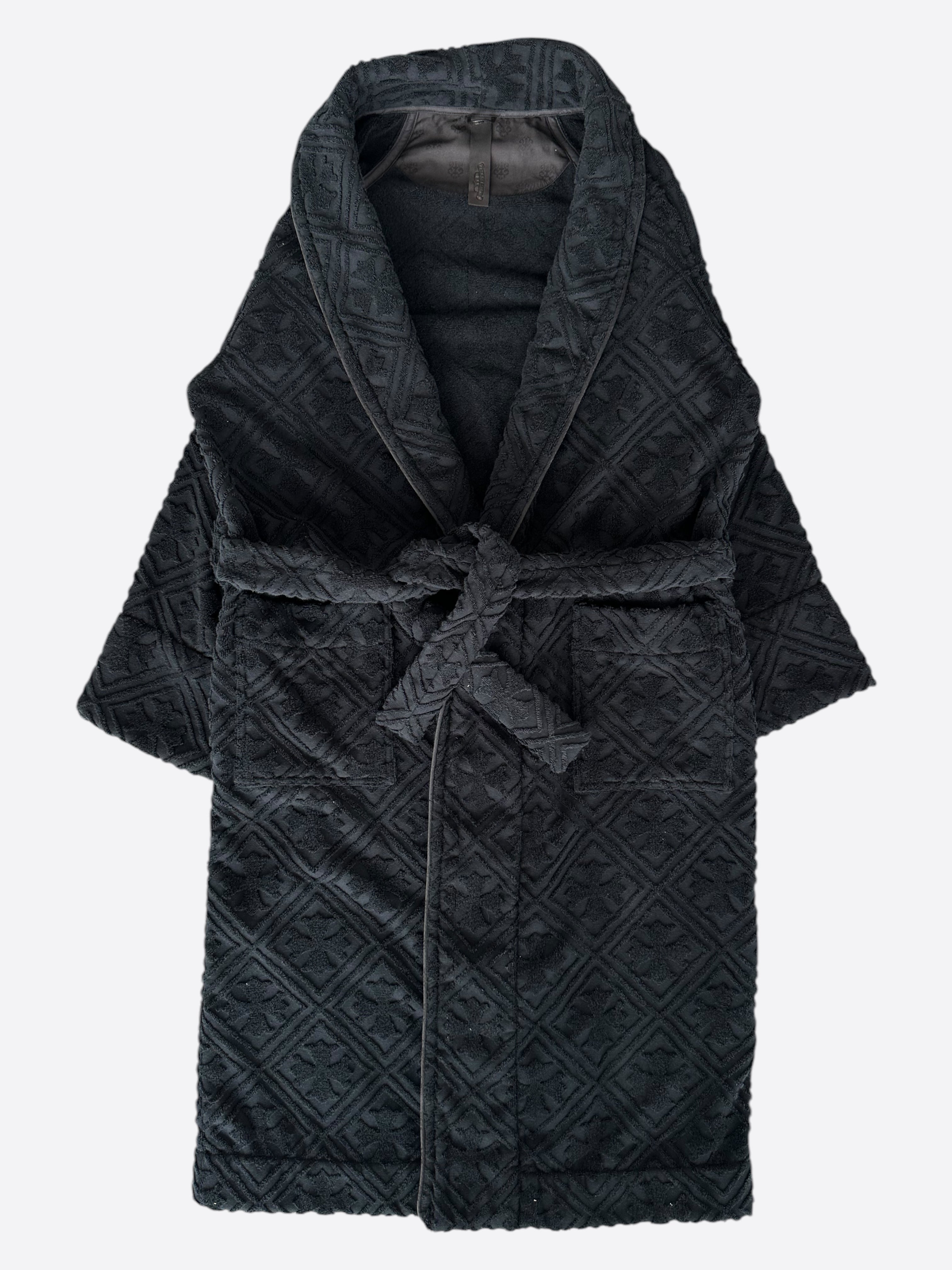 Chrome Hearts Black Cross Jacquard Robe - Luxury Gothic Loungewear for Men & Women | Perfect for Home Relaxation, Spa Days & Luxury Hotel Stays