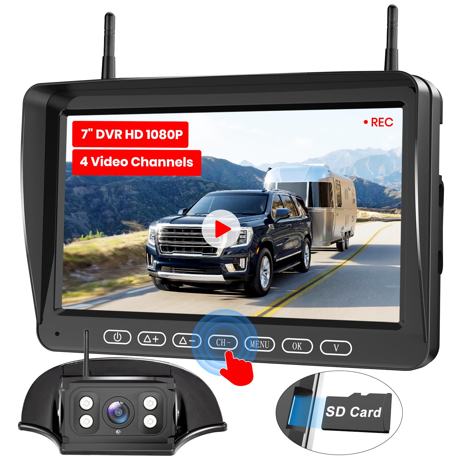 **BoscamPlus RV Backup Camera Wireless for Furrion Systems - 1080P HD 7