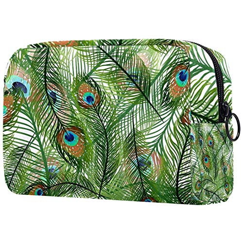 TIKISMILE Large Peacock Feather Makeup Bag - Waterproof Travel Toiletry Organizer, Portable Cosmetic Pouch for Women & Girls - Perfect for Travel, Gym, Beach & Daily Use