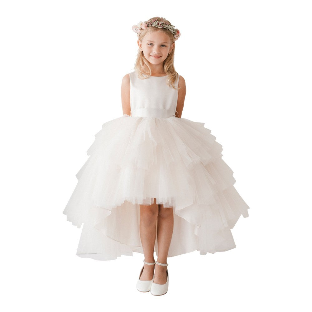 Ivory Hi-Low Ruffle Tutu Dress for Big Girls - Junior Bridesmaid Dress Sizes 8-16 | Perfect for Weddings, Pageants, and Special Occasions