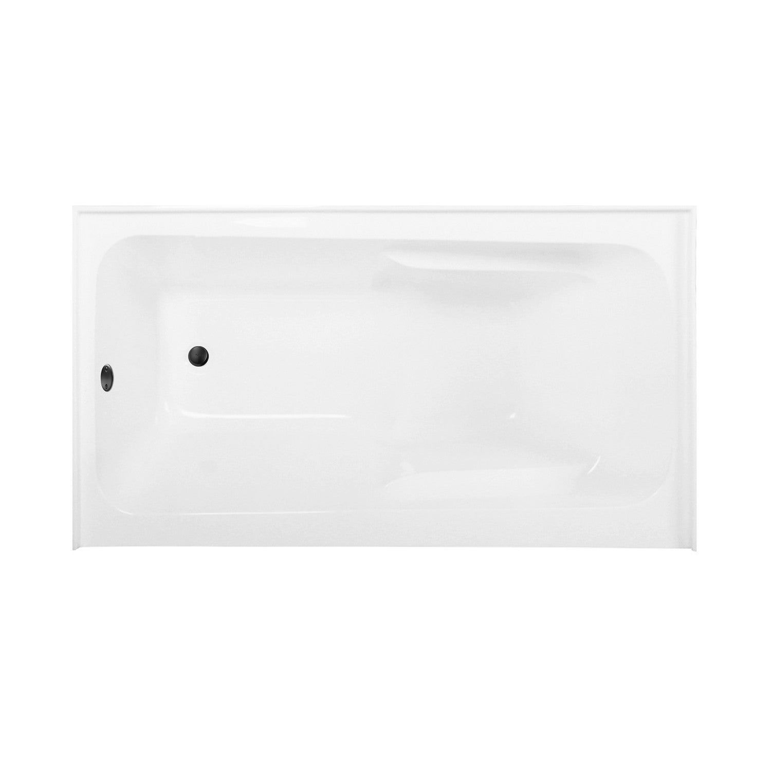 Aqua Eden 54 Inch Acrylic Rectangular 3 Wall Alcove Bathtub Combo with Armrests - Left Hand Drain - Glossy White/Matte Black - Perfect for Modern Bathroom Renovations and Spa-Like Relaxation