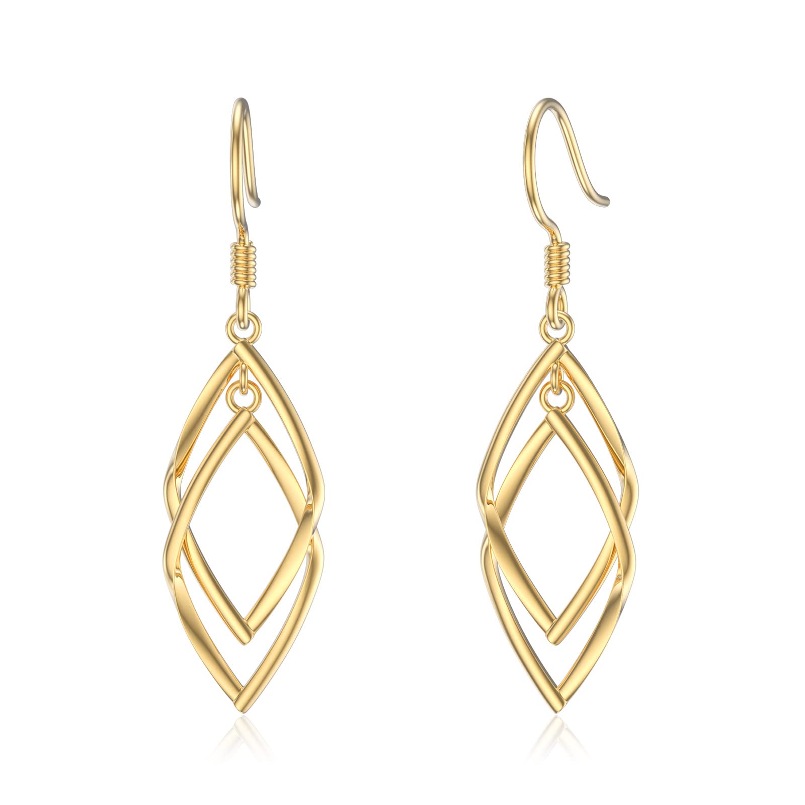 14K Gold Dangle Drop Earrings for Women - Real Gold Classic Infinity Hoop Earrings for Wife, Mother, Friend - Perfect for Weddings, Parties & Special Occasions