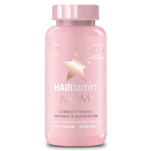 HAIRtamin MOM Hair Growth Vitamins - 1 Month Supply for Thicker, Stronger Hair | Postpartum & Nursing Hair Loss Support | Prenatal Vitamin Supplement for Women