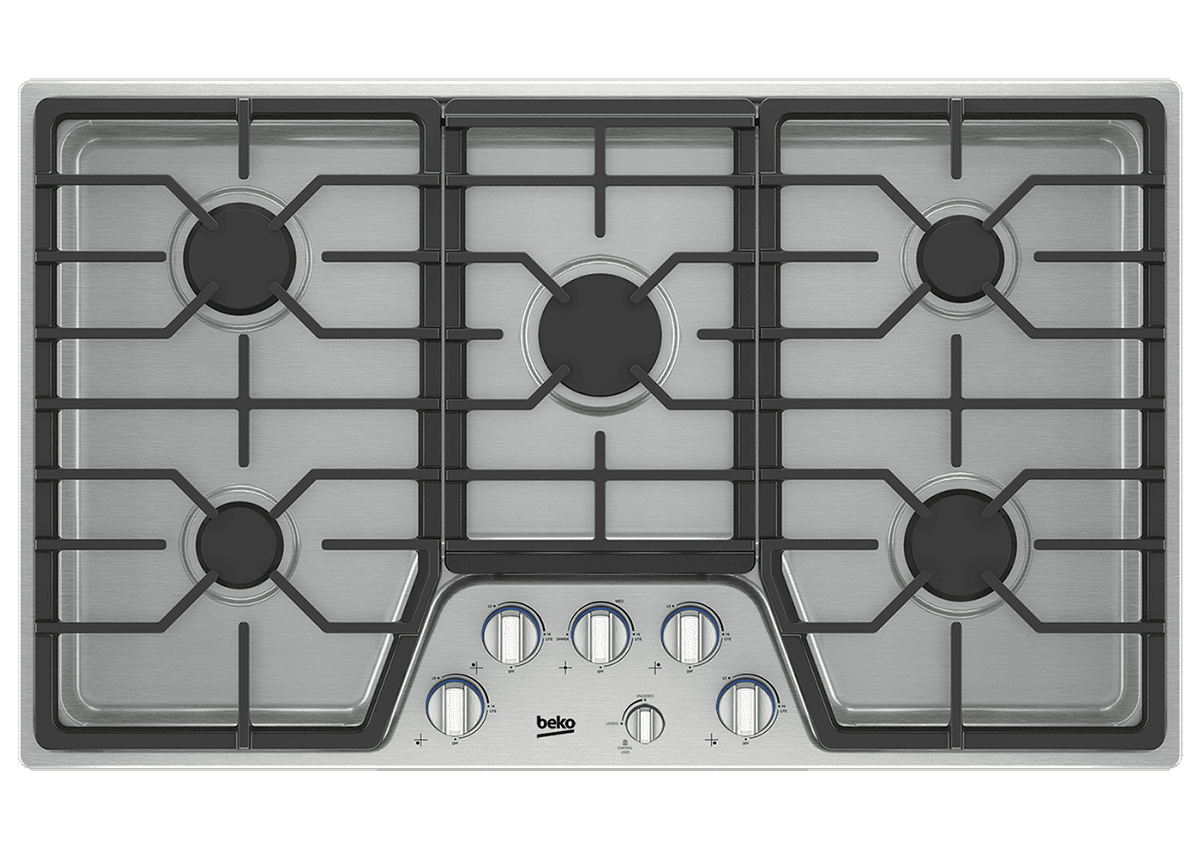 Beko BCTG36500SS 36-Inch 5-Burner Built-In Gas Cooktop - Professional Cooking for Large Families & Entertaining