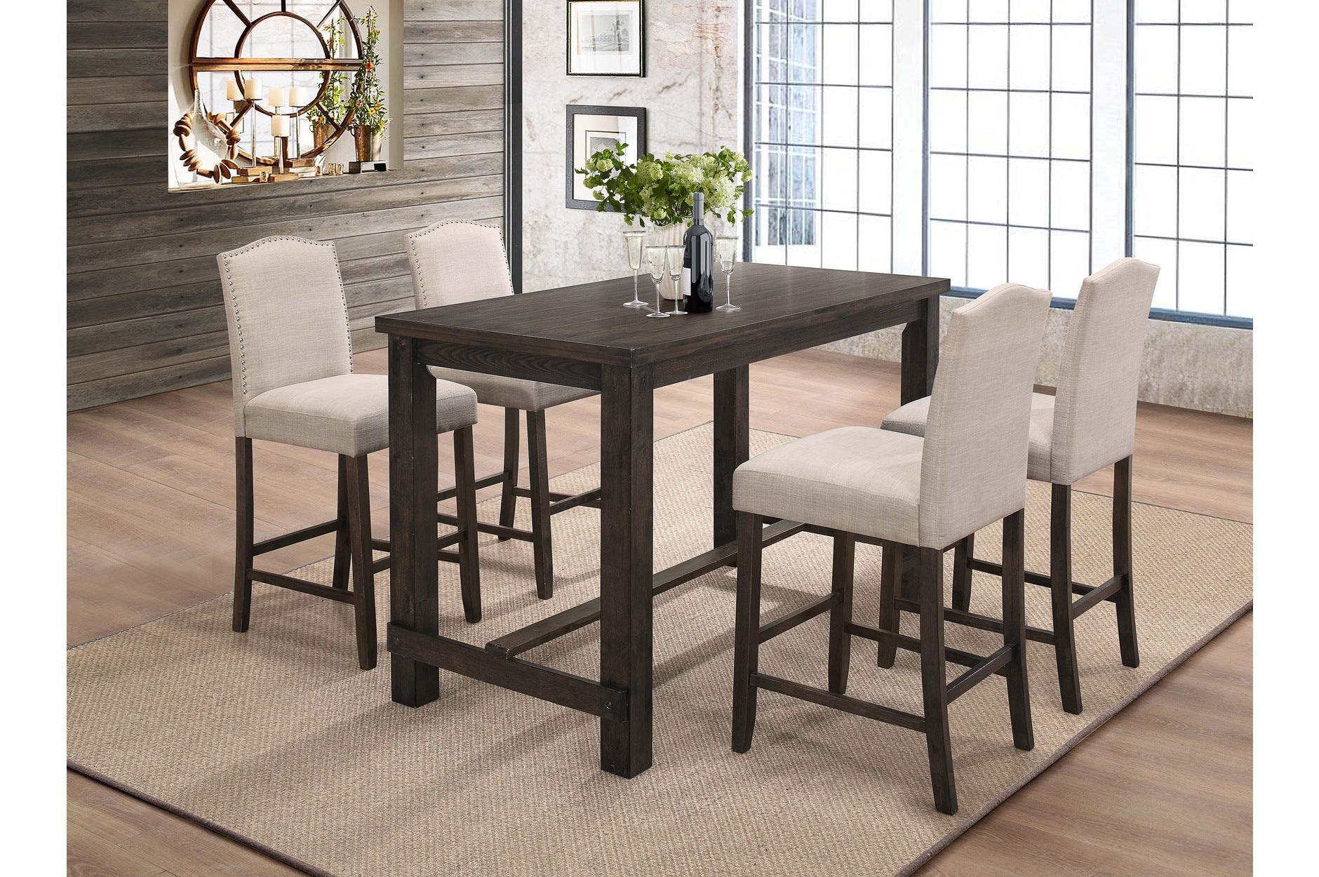 Bartell 5-Piece Counter Height Dining Set - Modern Kitchen & Breakfast Nook Table with Stools for Small Spaces | Perfect for Apartments, Condos & Cozy Homes