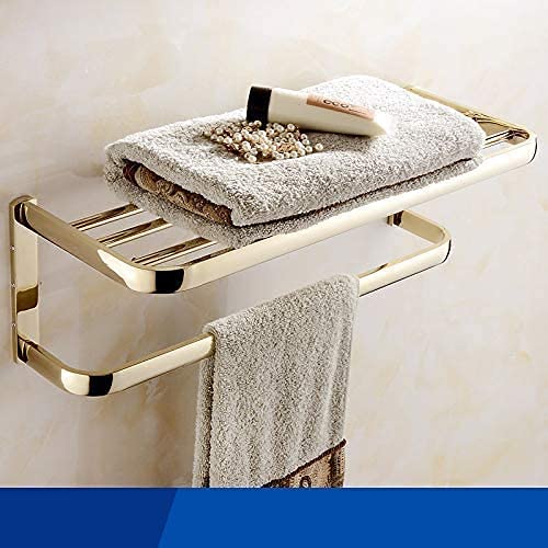 Gold Double Towel Bar - Bathroom Towel Rack with Free Punching Holes, Wall Mounted Towel Holder for Bathroom, Spa & Hotel Decor