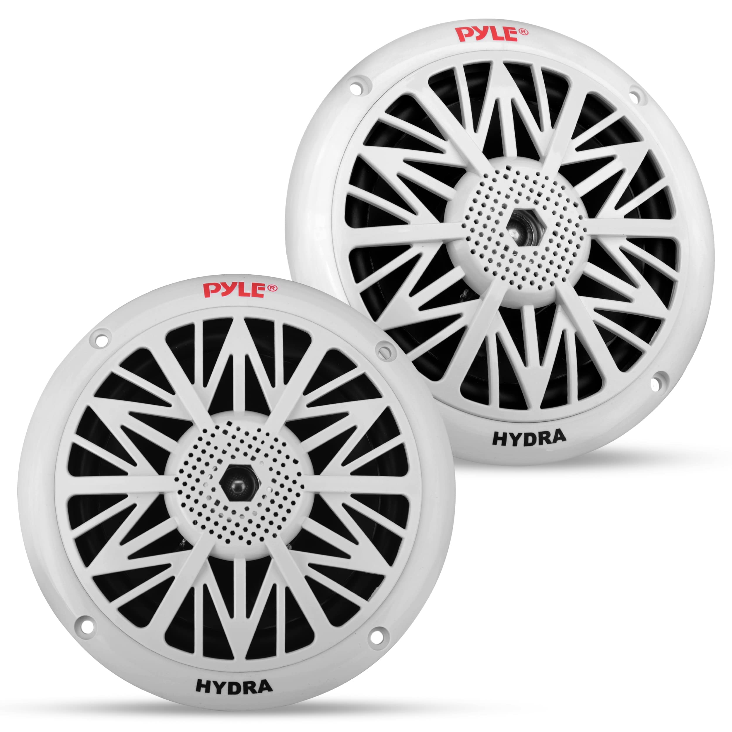 Pyle 5.25 Inch Dual Marine Speakers - 2 Way Waterproof Weatherproof Outdoor Stereo Sound System with 150W Power, Poly Carbon Cone, Cloth Surround, Low Profile Design - Perfect for Boats, Pools, and Patios