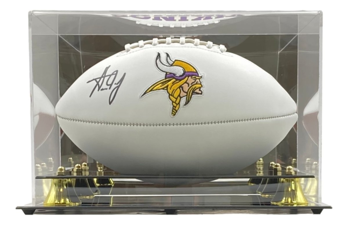 Aaron Jones Autographed Minnesota Vikings Football with Logo & Display Case - Perfect for Collectors, Fans, and Sports Memorabilia Displays
