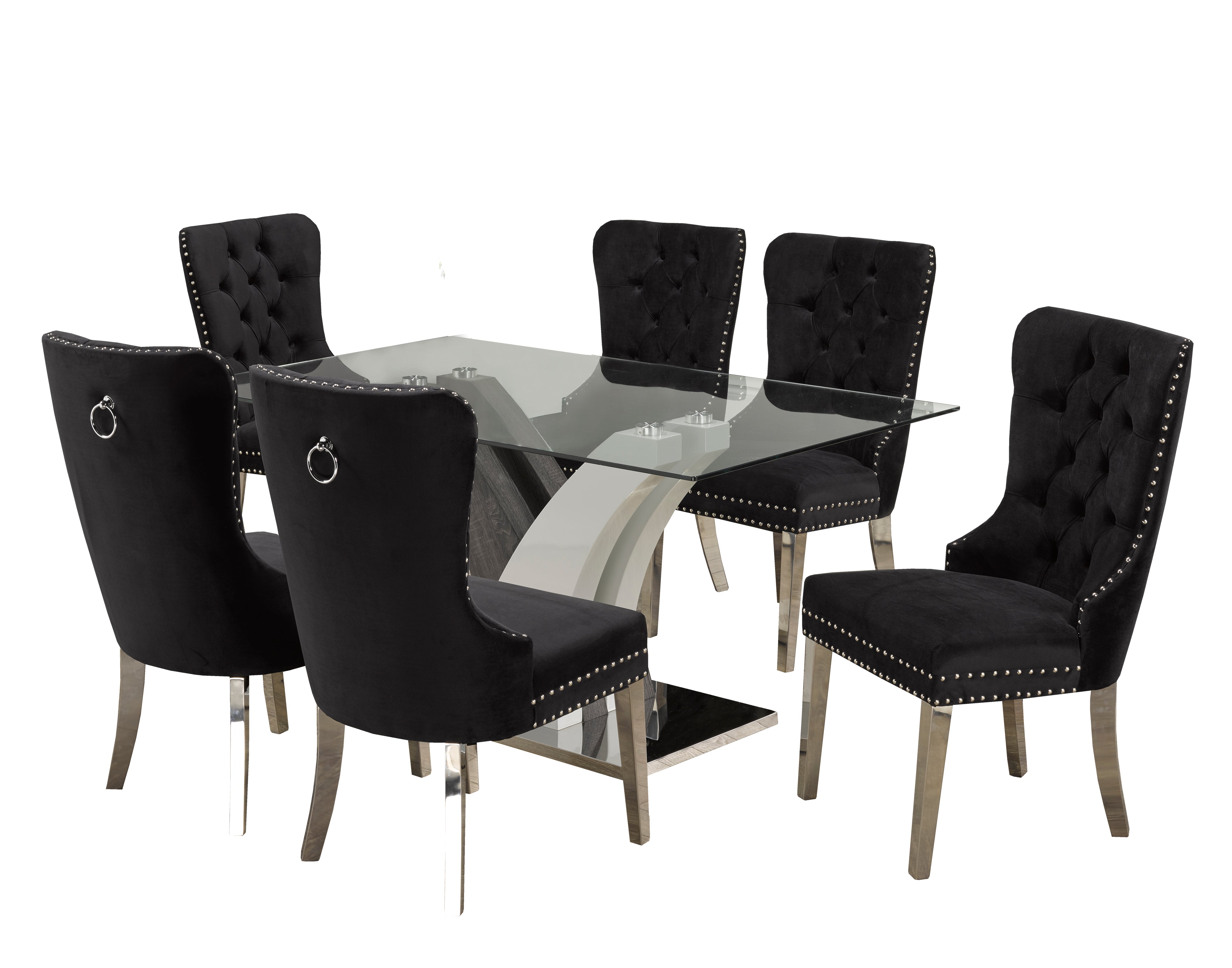 7-Piece Modern Dining Room Set - Black Wooden Table & Chairs for Kitchen & Dining Room | Perfect for Family Meals & Entertaining Guests