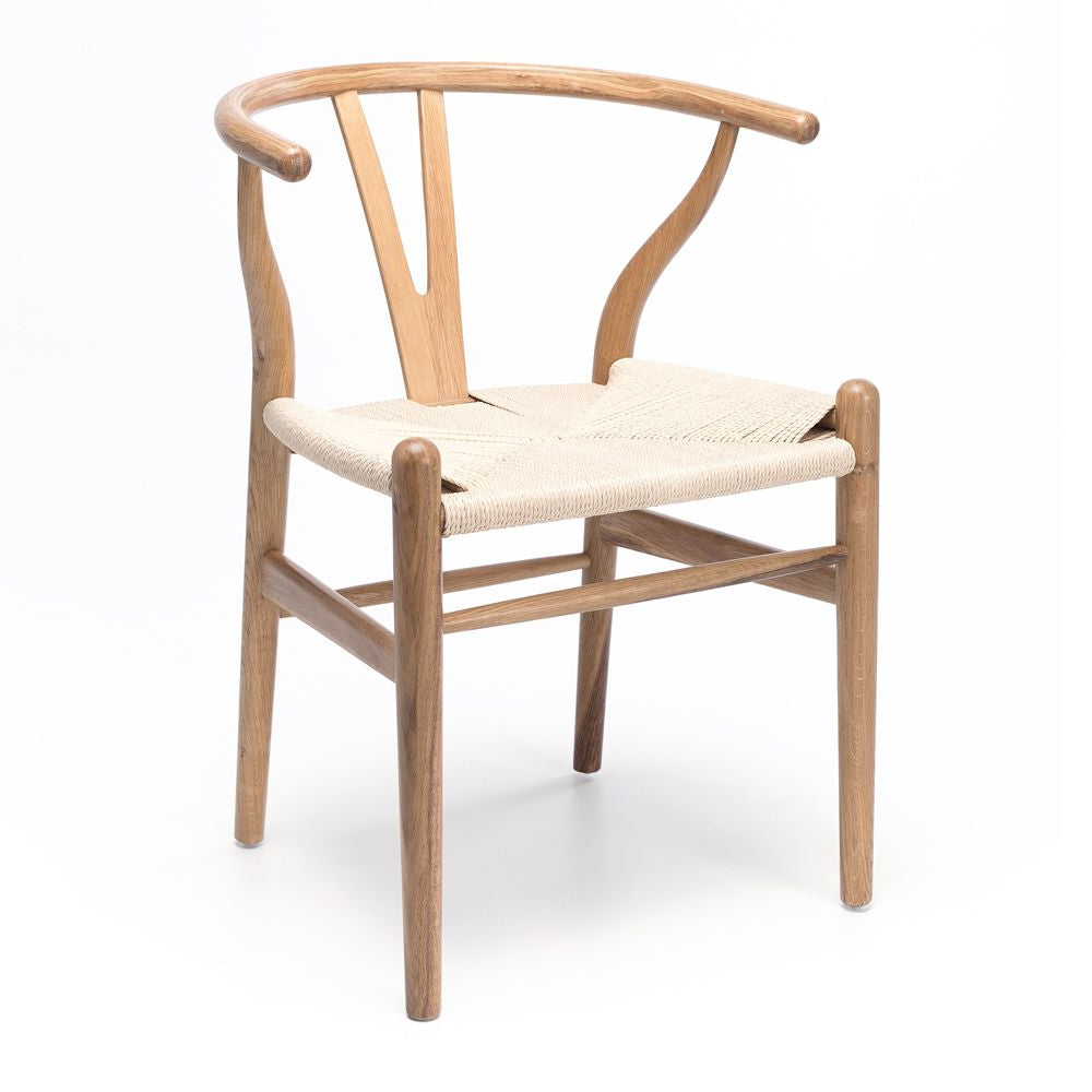 Natural Oak Wishbone Dining Chair - Modern Scandinavian Style Wooden Chair for Dining Room, Kitchen, and Home Decor