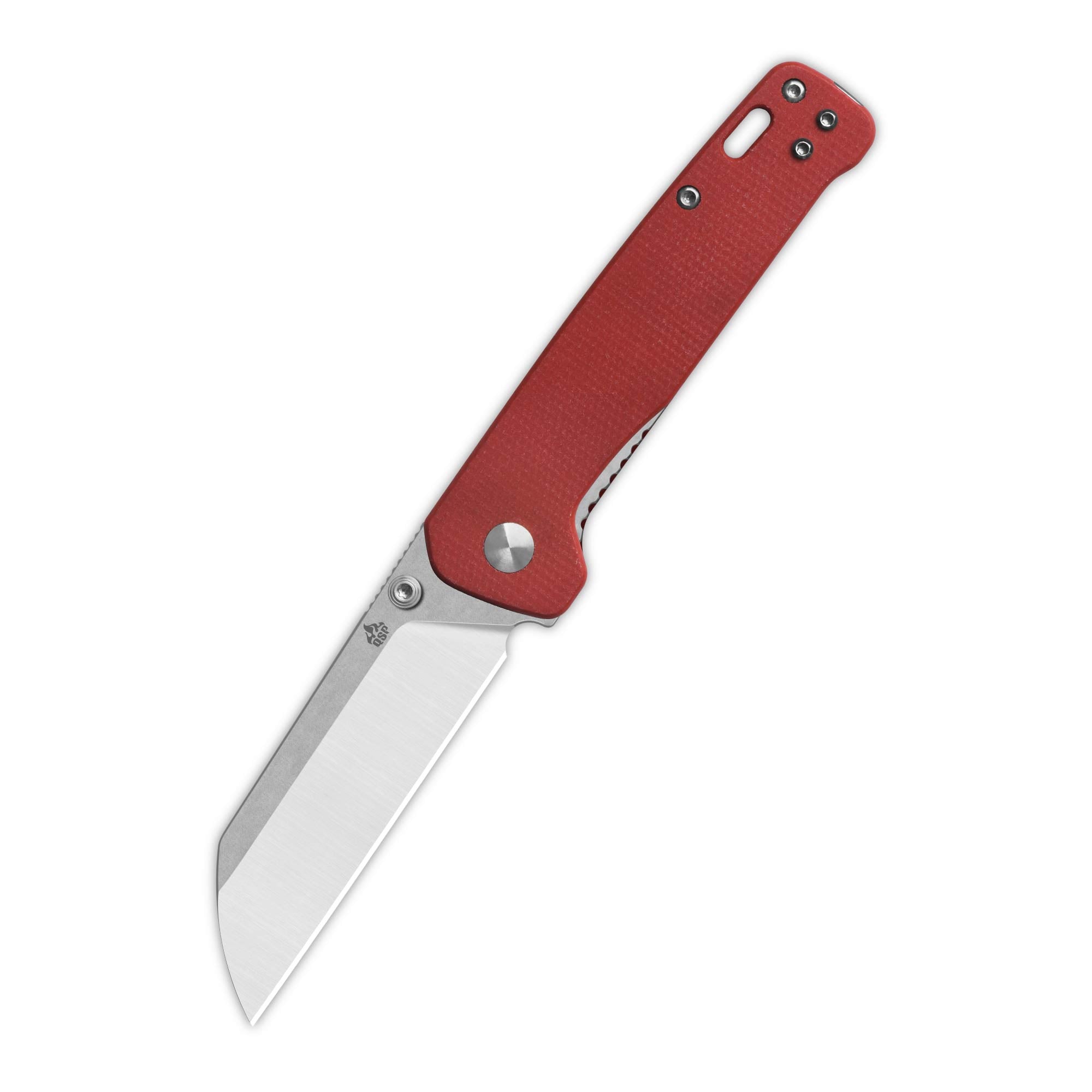 QSP Penguin V2 Liner Lock Pocket Knife - D2 Steel Blade, Red Micarta Handle - EDC, Camping, Hiking & Everyday Carry Utility Tool