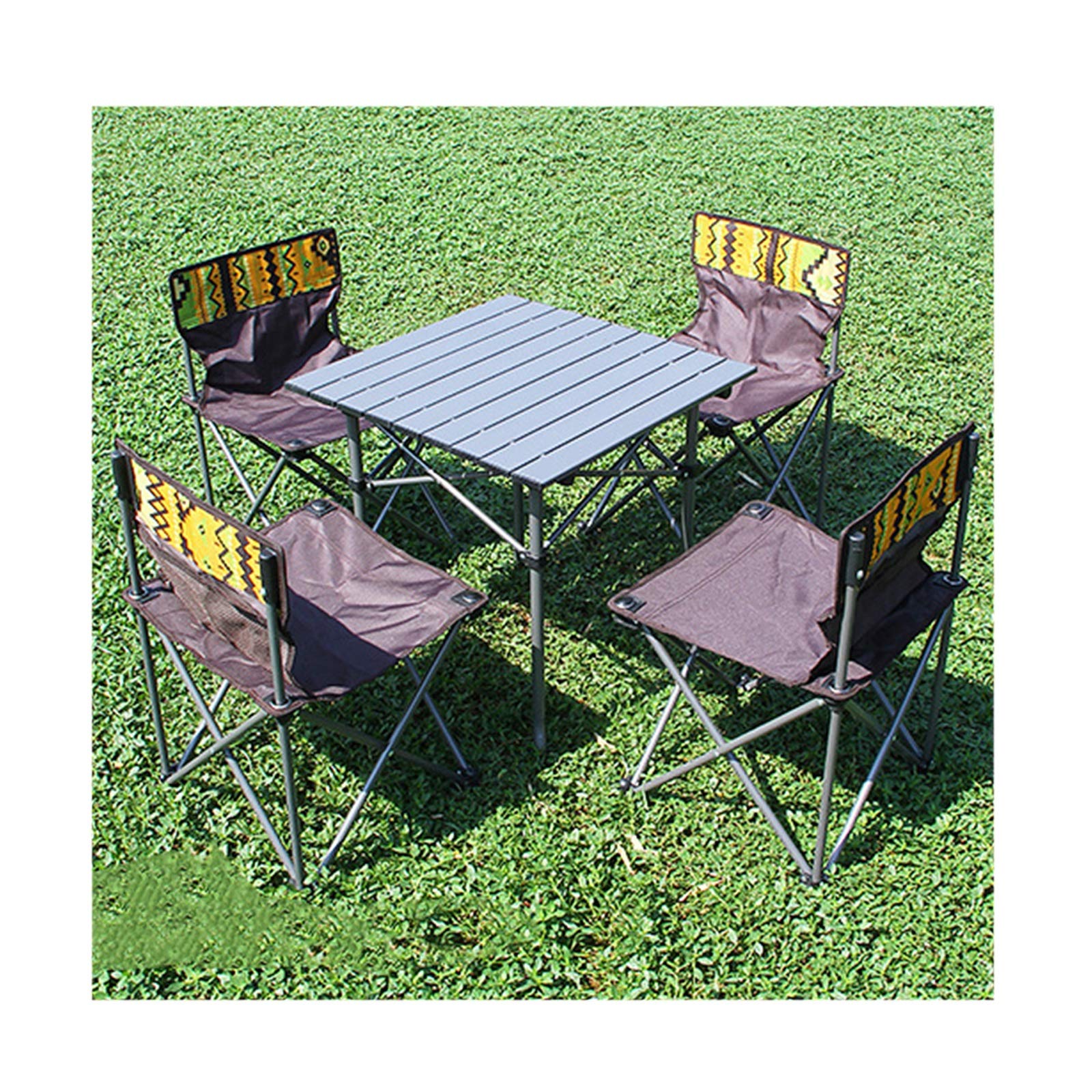Ultra-Light 5-Piece Outdoor Camping Table and Chair Set - Portable Folding Picnic & BBQ Furniture for Backyard, Beach, and Hiking Adventures