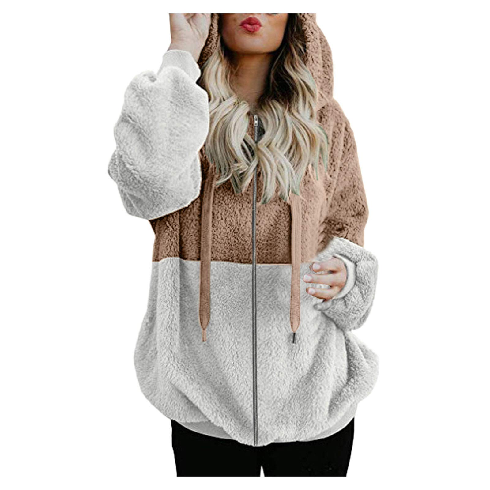 FMCHICO Women's Zip Up Hoodie - Winter Fleece Sweatshirt Jacket with Pockets | Cozy Casual Outerwear for Fall, Winter & Spring | Perfect for Workouts, Running Errands & Lounging