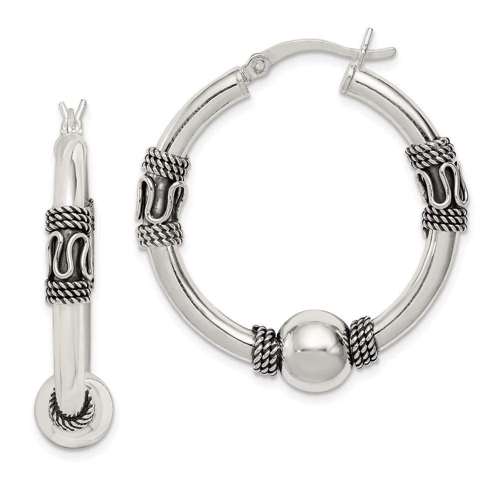 Vintage Sterling Silver Hoop Earrings for Women - Handmade Antique Style Jewelry - Perfect for Boho, Party & Everyday Wear