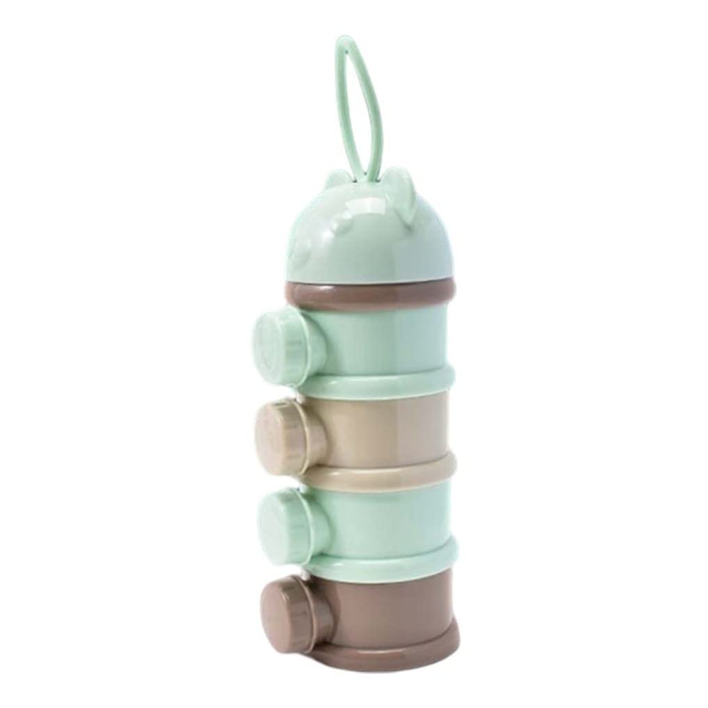 4-Layer Stackable Baby Formula Dispenser - Portable Milk Powder Container with Measuring Scoop for Travel, Daycare & On-the-Go Feeding (Blue) | BPA-Free Infant Milk Storage Solution