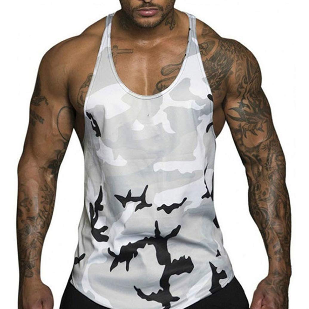 Lesimsam Men's Muscle Fitness Tank Top - Bodybuilding Workout Gym Shirt, Sleeveless Stringer Vest for Weightlifting & Training | Perfect for Gym, Running & Athletic Activities