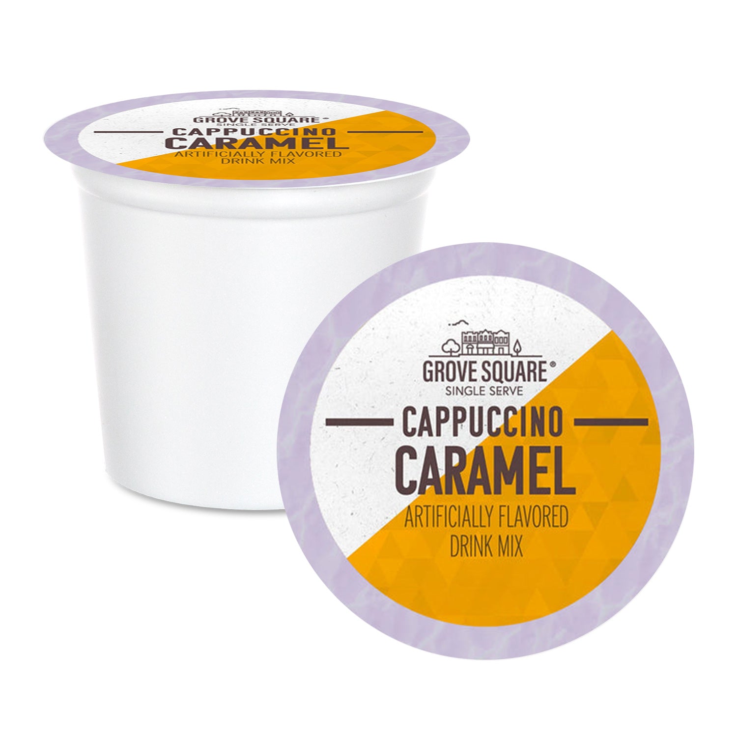 Grove Square Caramel Single Serve Cappuccino Pods - 24 Pack for Keurig Coffee Makers | Rich & Creamy Instant Coffee for Office, Home & Travel