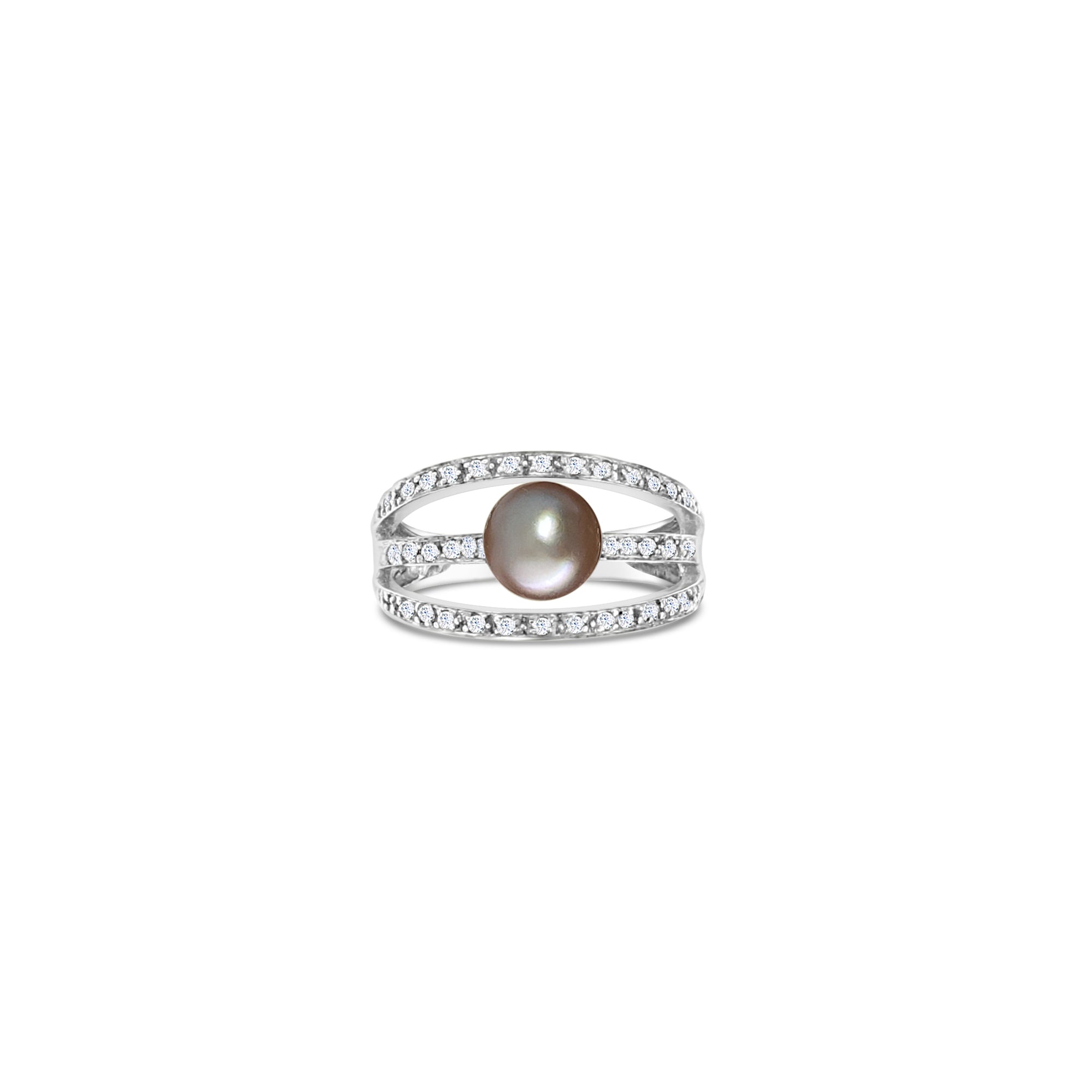 14K White Gold Black Pearl Diamond Statement Ring - 0.30cttw Elegant Jewelry for Women | Perfect for Evening Parties, Weddings & Special Occasions