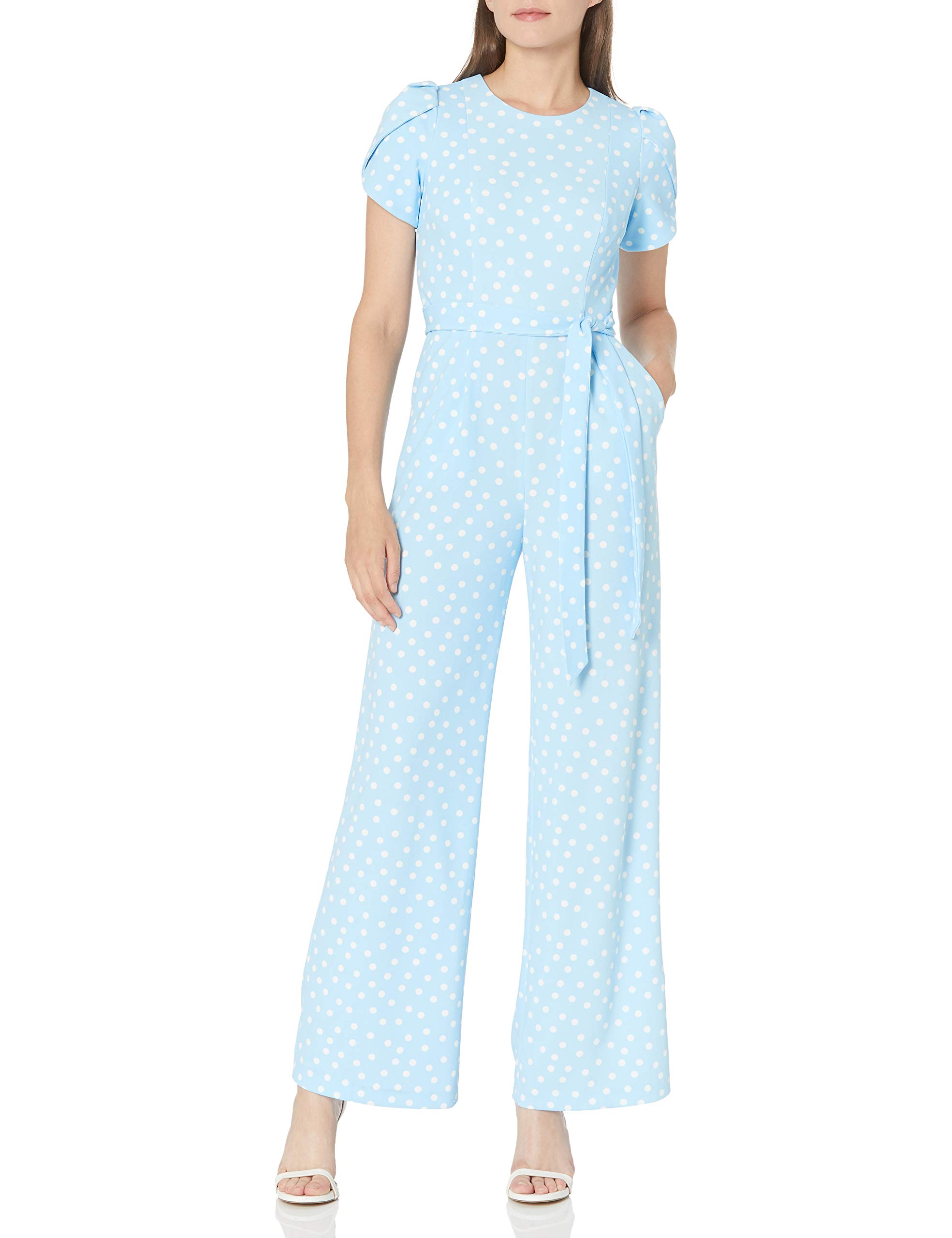 Calvin Klein Women's Tulip Sleeve Jumpsuit with Self Belt - Elegant One-Piece Outfit for Work, Party & Special Occasions